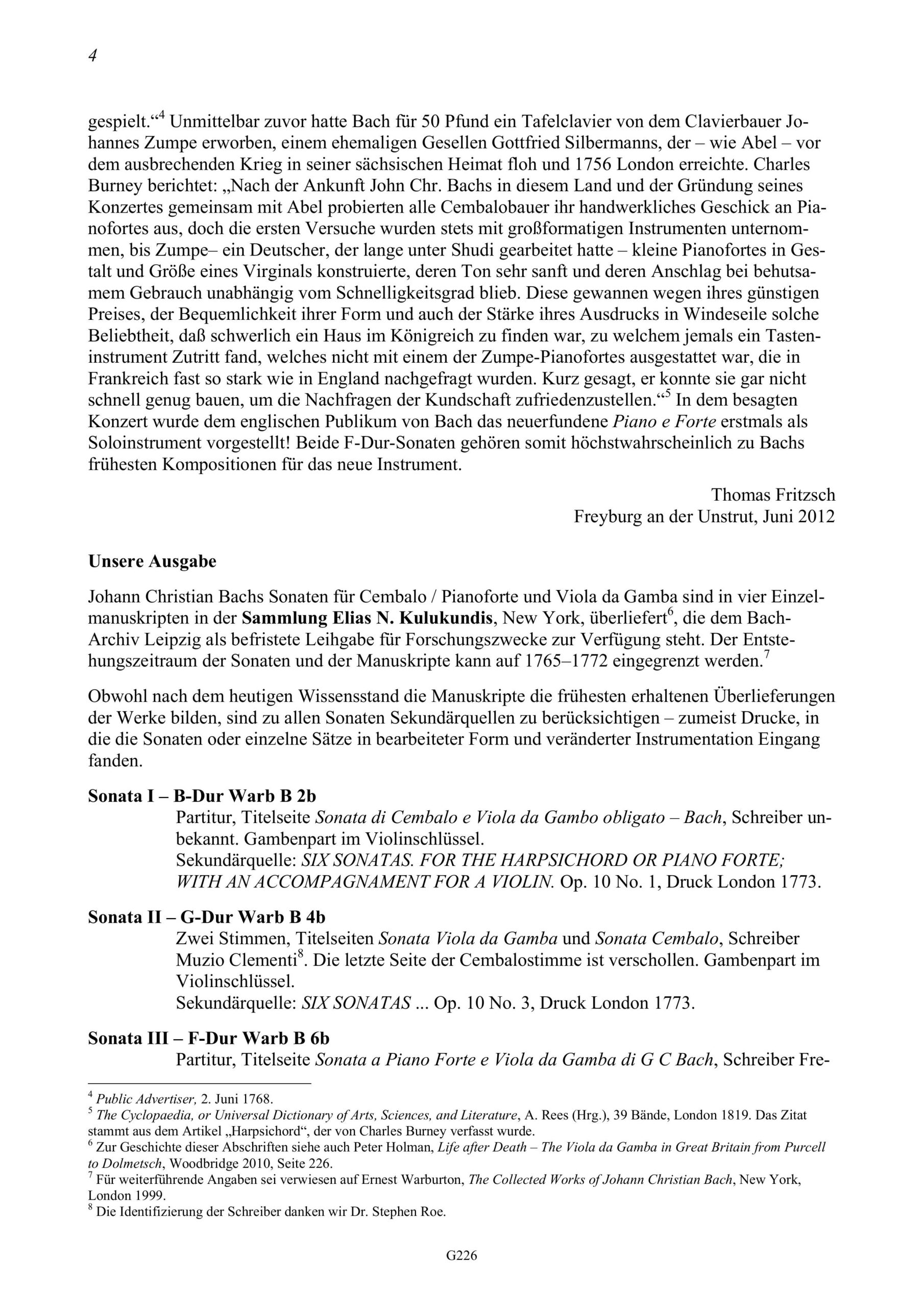 Johann Christian Bach (1735-1782) Vier Sonaten für Cembalo / Pianoforte und Viola da Gamba - Besprechungen / Reviews – Bild 4