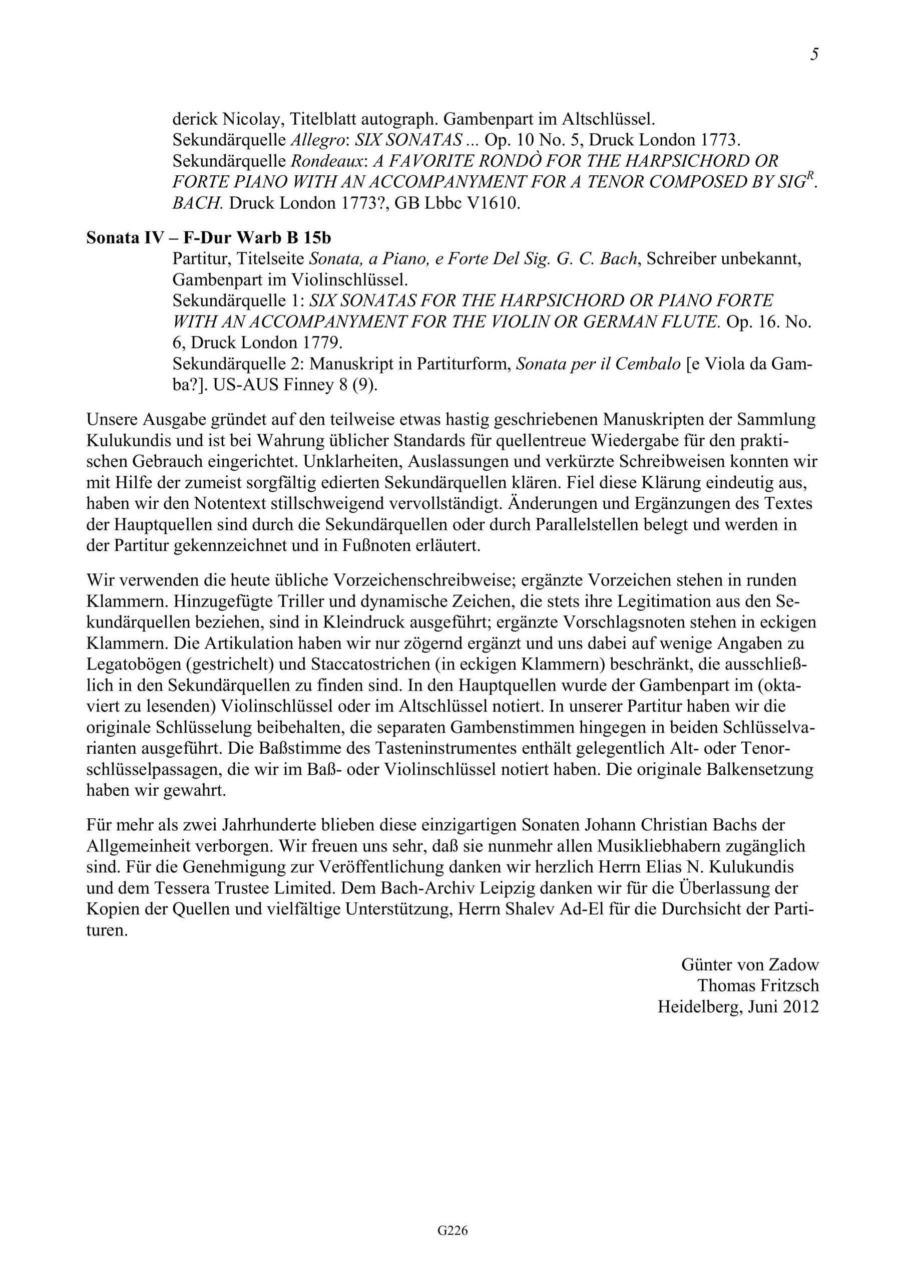 Johann Christian Bach (1735-1782) Vier Sonaten für Cembalo / Pianoforte und Viola da Gamba - Besprechungen / Reviews – Bild 5