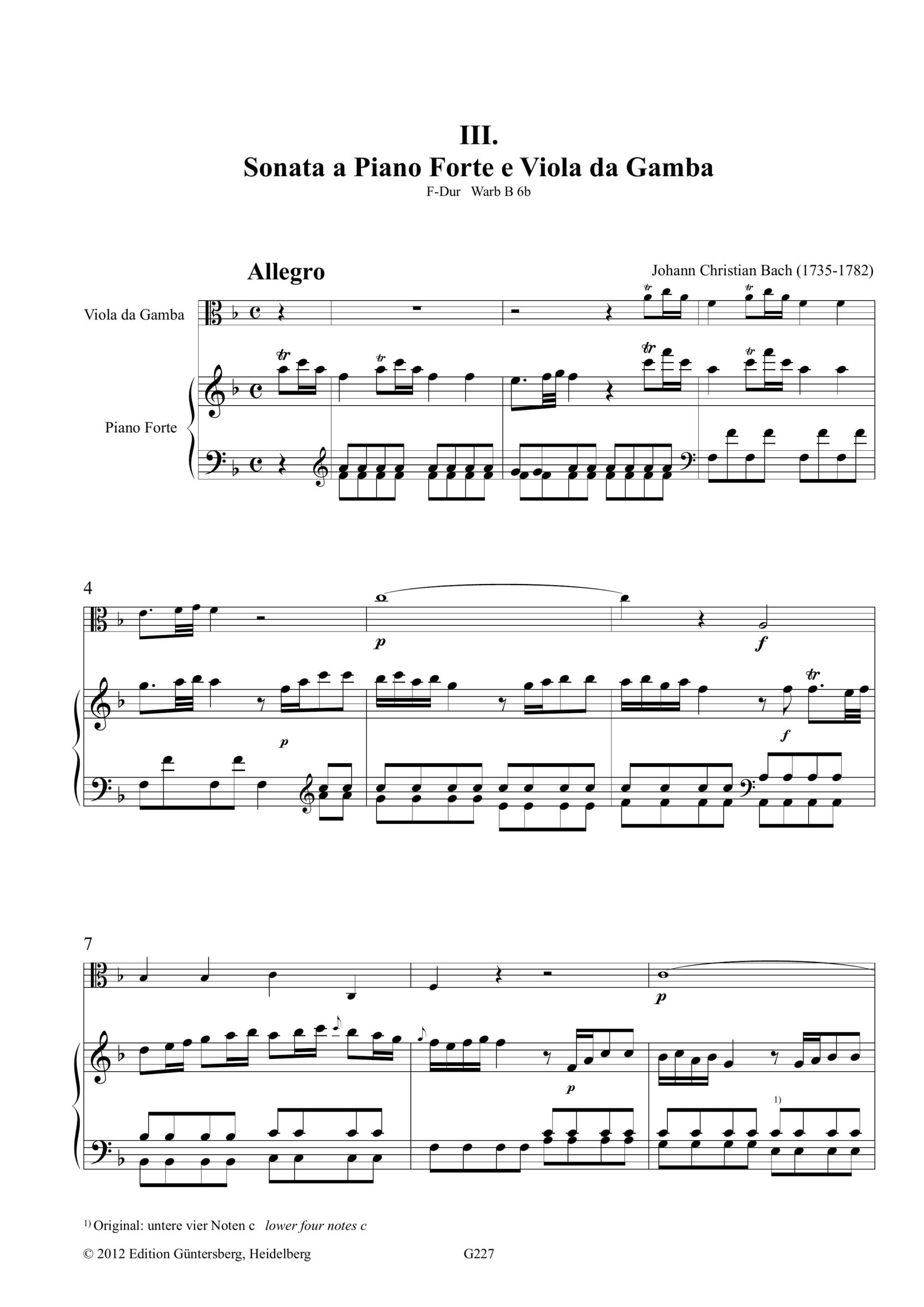 Johann Christian Bach (1735-1782) Vier Sonaten für Cembalo / Pianoforte und Viola da Gamba - Besprechungen / Reviews – Bild 2