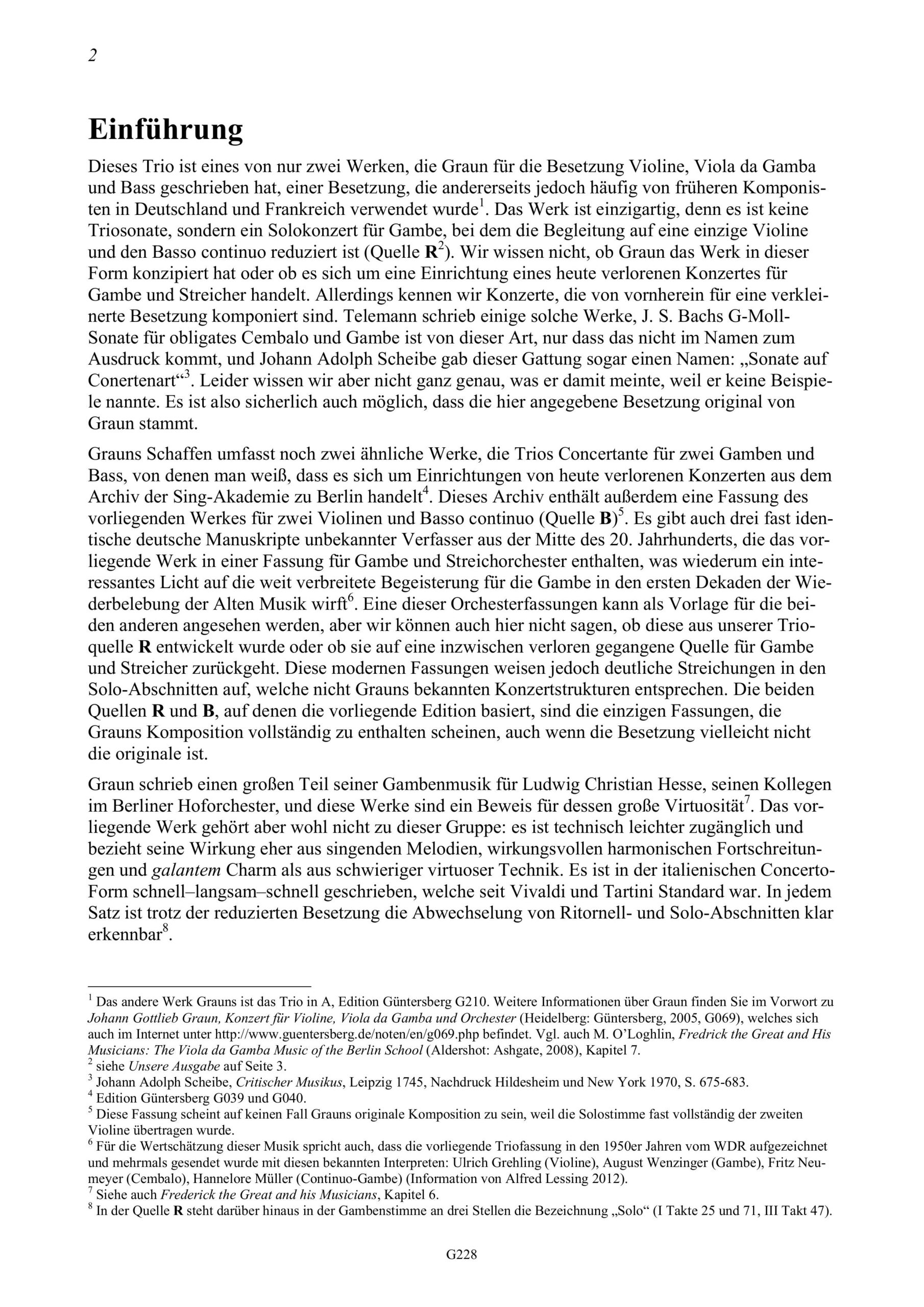 Johann Gottlieb Graun (1702/3-1771) Concerto en Trio, GraunWV Av:XIII:36 - für Viola da Gamba, Violine und Basso continuo – Bild 2