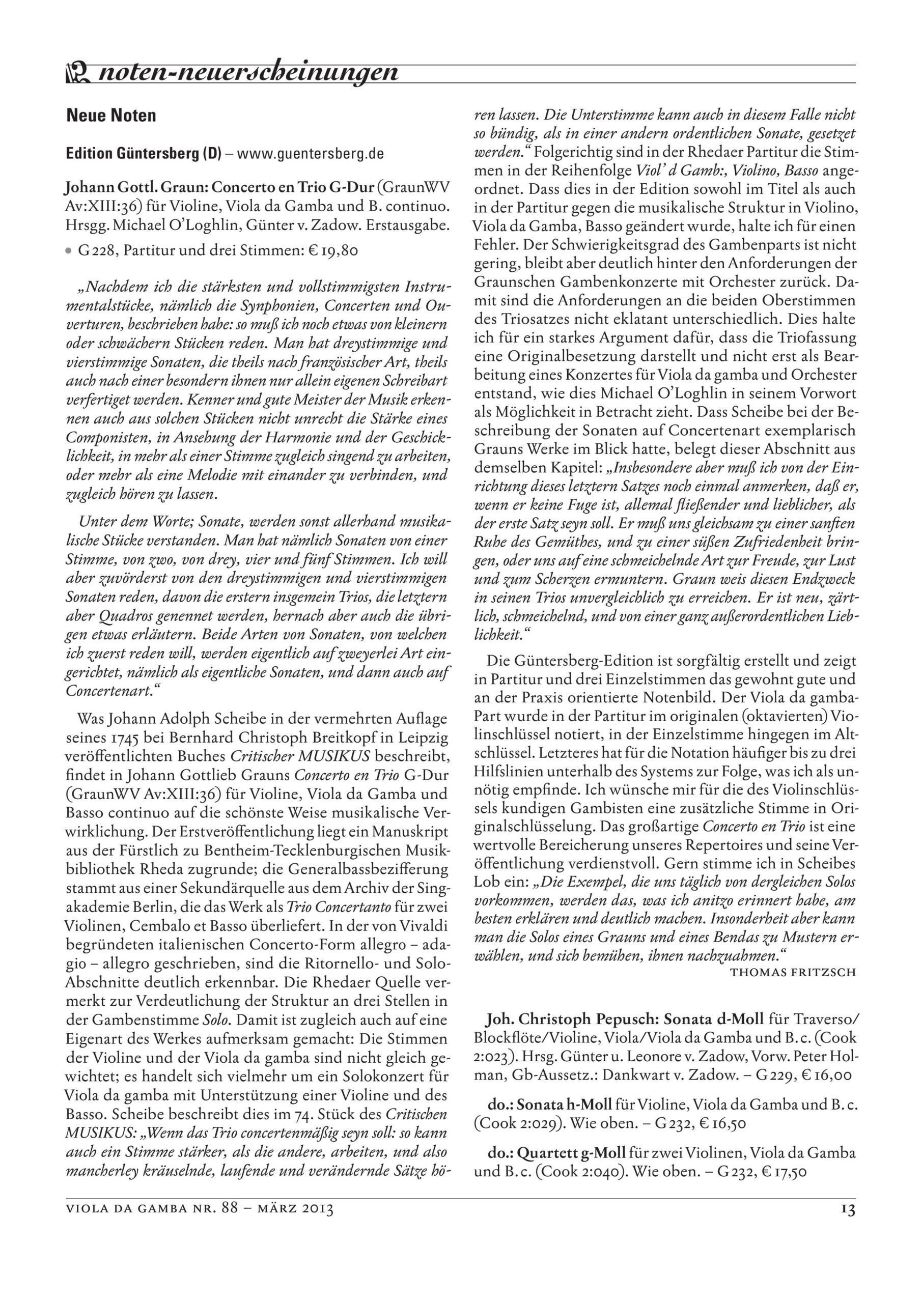 Johann Gottlieb Graun (1702/3-1771) Concerto en Trio, GraunWV Av:XIII:36 - für Viola da Gamba, Violine und Basso continuo – Bild 4