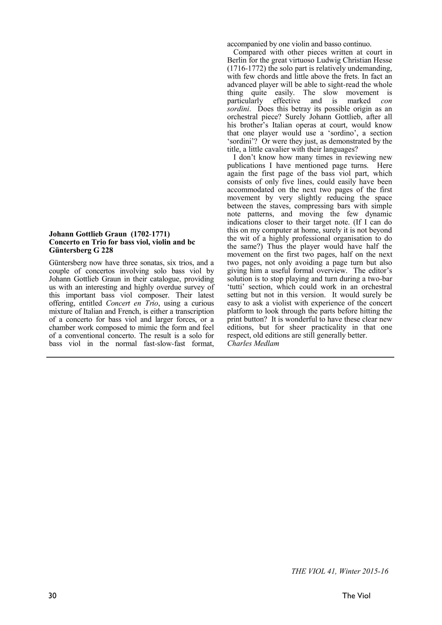 Johann Gottlieb Graun (1702/3-1771) Concerto en Trio, GraunWV Av:XIII:36 - für Viola da Gamba, Violine und Basso continuo – Bild 5