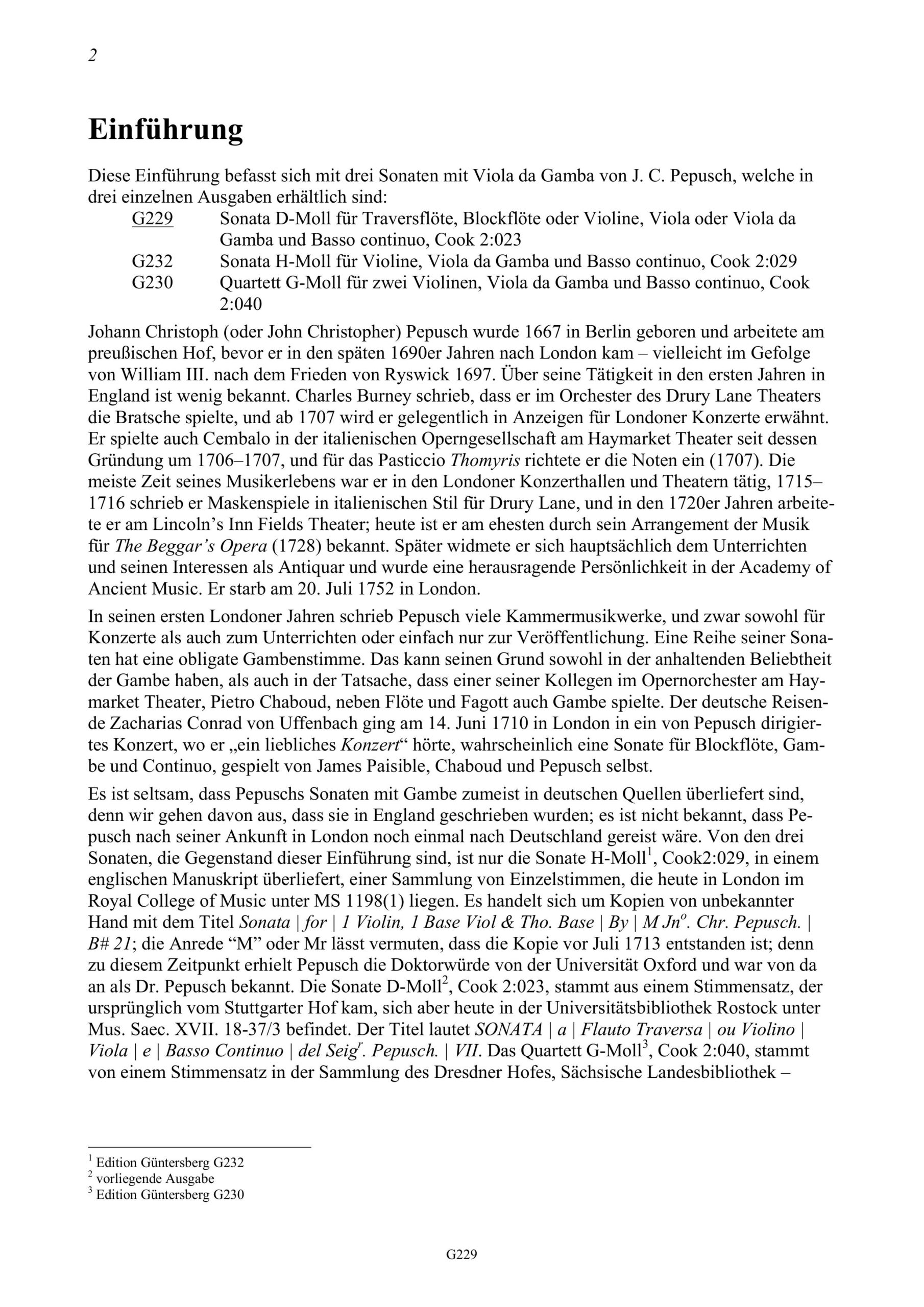 Johann Christoph Pepusch (1667-1752) Sonata D-Moll, Cook 2:023 - für Traversflöte/Blockflöte/Violine, Viola/Viola da Gamba und Basso
continuo – Bild 2