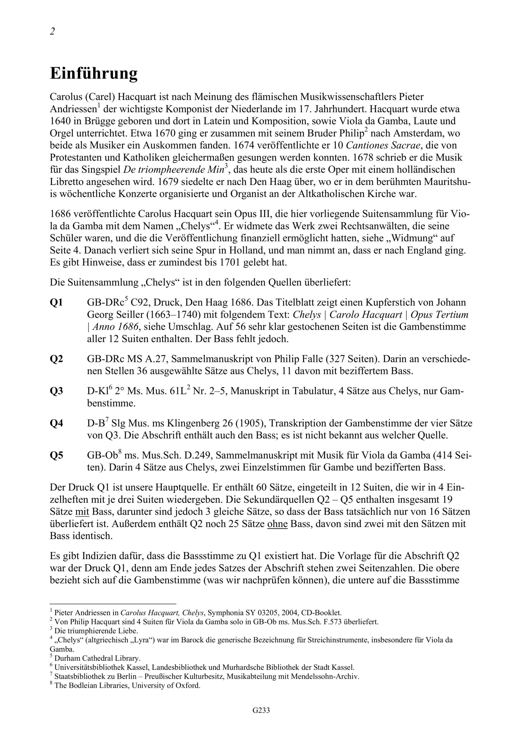 Carolus Hacquart (ca. 1640 - ca.1701) Chelys - 12 Suiten für Viola da Gamba und Basso continuo Op. III – Bild 2