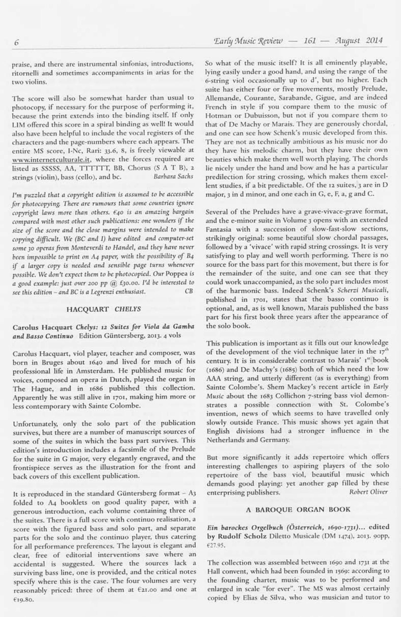 Carolus Hacquart (ca. 1640 - ca.1701) Chelys - 12 Suiten für Viola da Gamba und Basso continuo Op. III – Bild 5