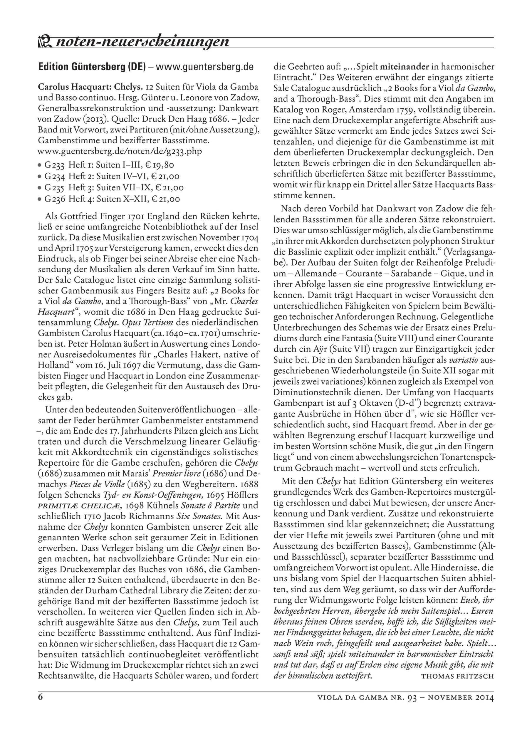 Carolus Hacquart (ca. 1640 - ca.1701) Chelys - 12 Suiten für Viola da Gamba und Basso continuo Op. III – Bild 8