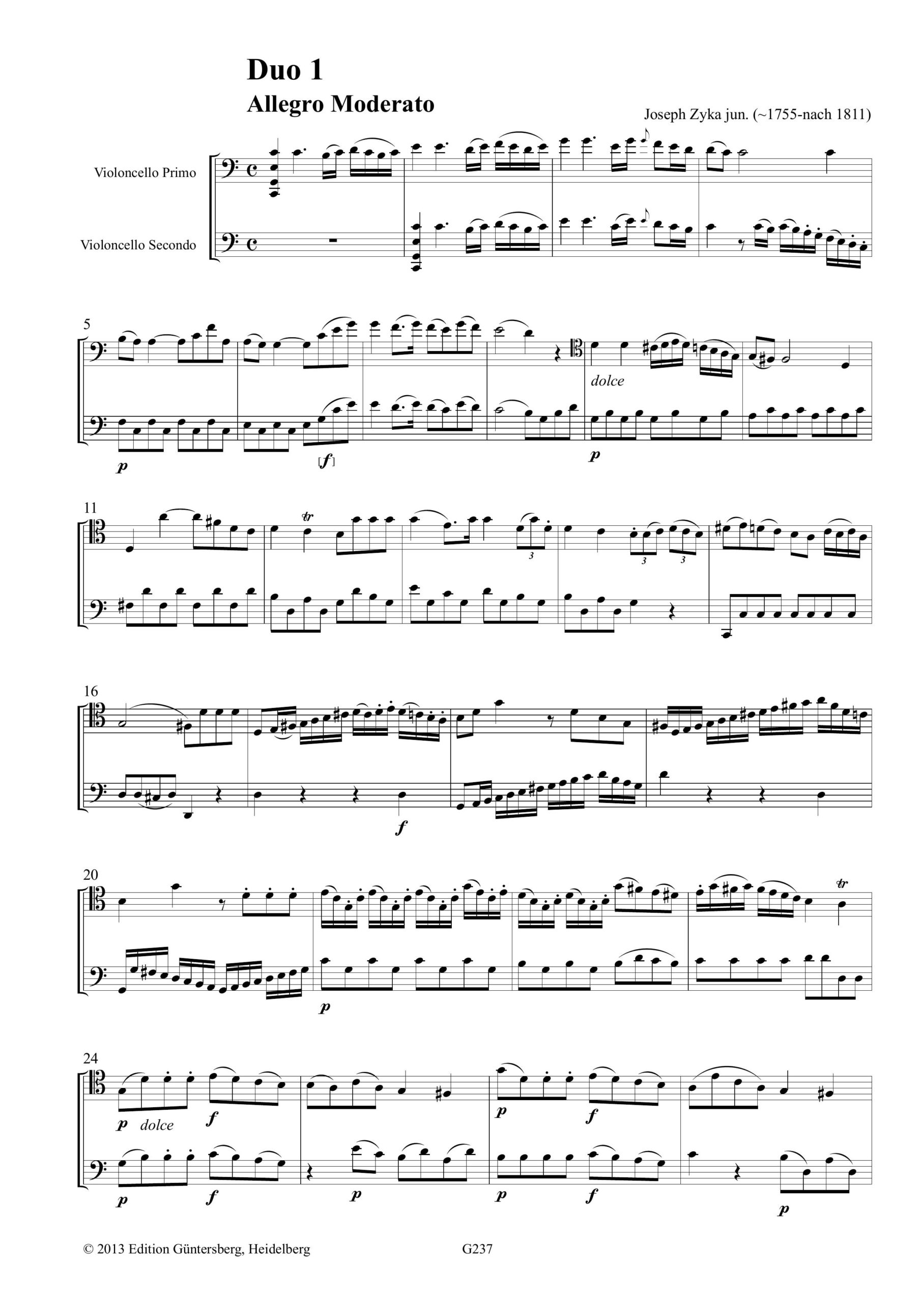 Joseph Zyka jun. (~1755 - nach 1811) Drei Duos für Violoncelli - Potsdam 1796 – Bild 4