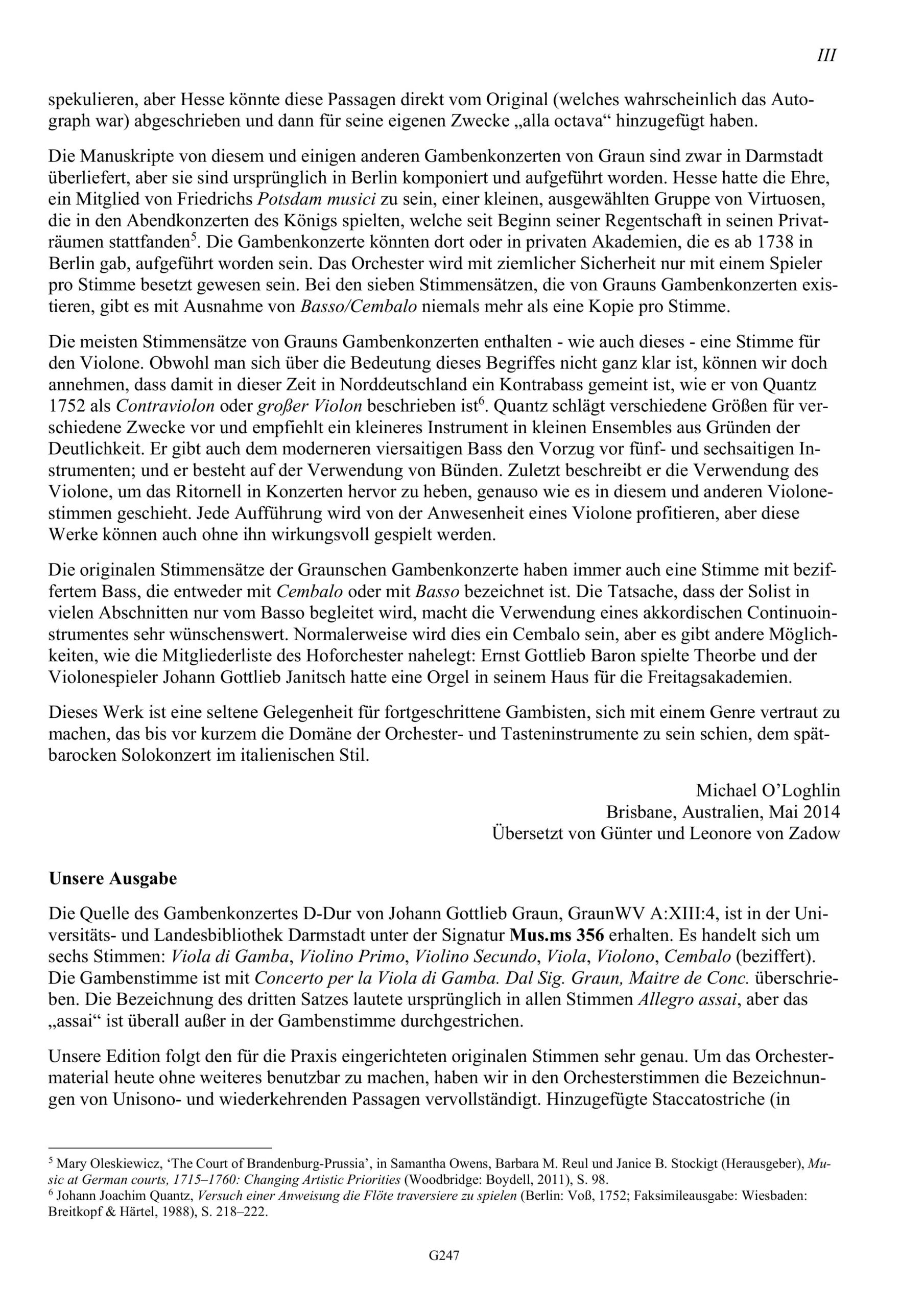 Johann Gottlieb Graun (1702/3-1771) Concerto per la Viola di Gamba D-Dur, GraunWV A:XIII:4 - für Viola da Gamba und Streichorchester – Bild 3