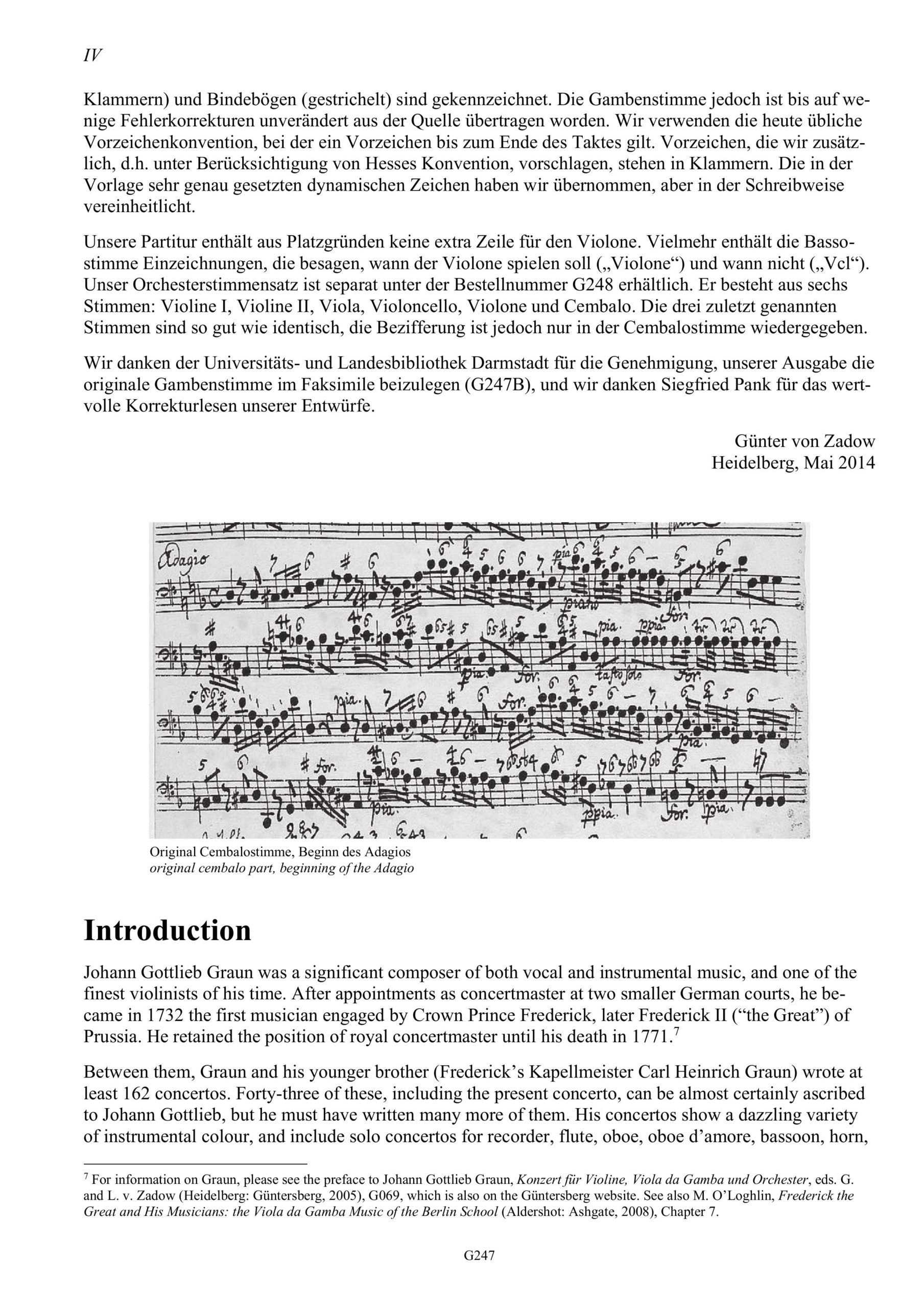Johann Gottlieb Graun (1702/3-1771) Concerto per la Viola di Gamba D-Dur, GraunWV A:XIII:4 - für Viola da Gamba und Streichorchester – Bild 4