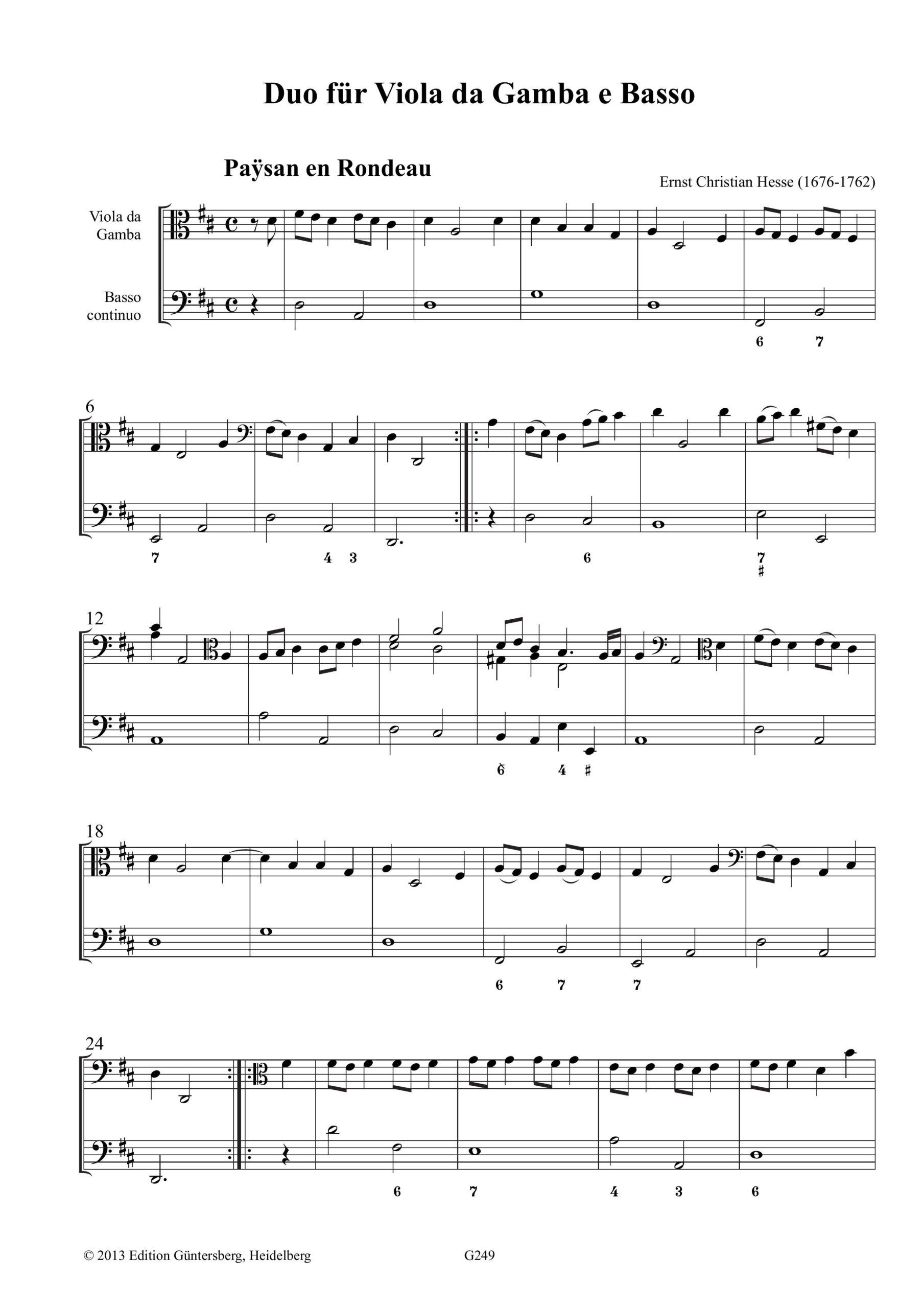 Ernst Christian Hesse (1676-1762) Zwei Duos mit Viola da Gamba - Duo für Viola da Gamba e Basso Duo für Flauto traverso e Viola da
Gamba – Bild 4