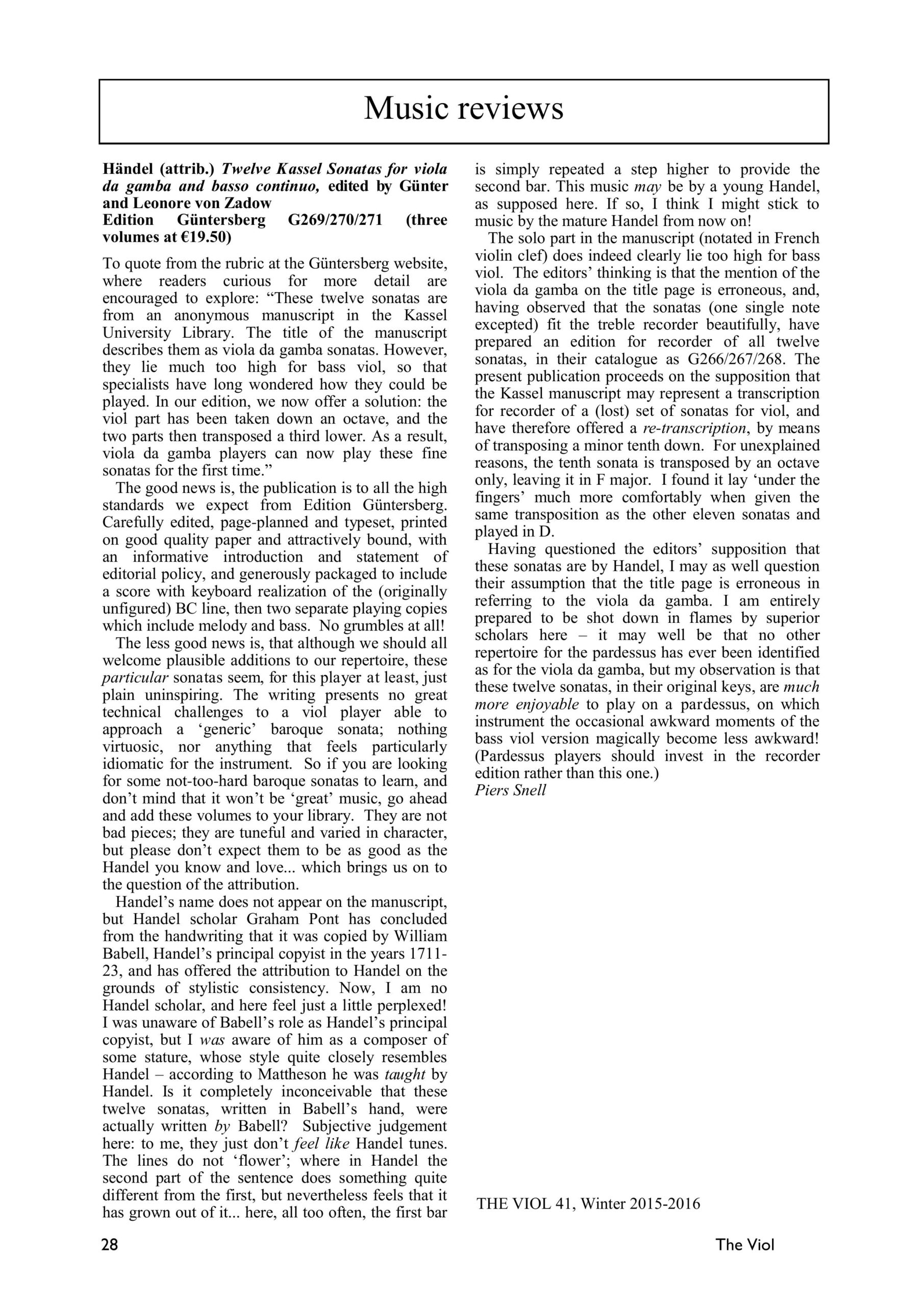 Georg Friedrich Händel, zugeschrieben (1685-1759) Zwölf Kasseler Sonaten für Viola da Gamba
und Basso continuo - Manuskript 2° Ms. Mus. 35 der Universitätsbibliothek Kassel – Bild 6