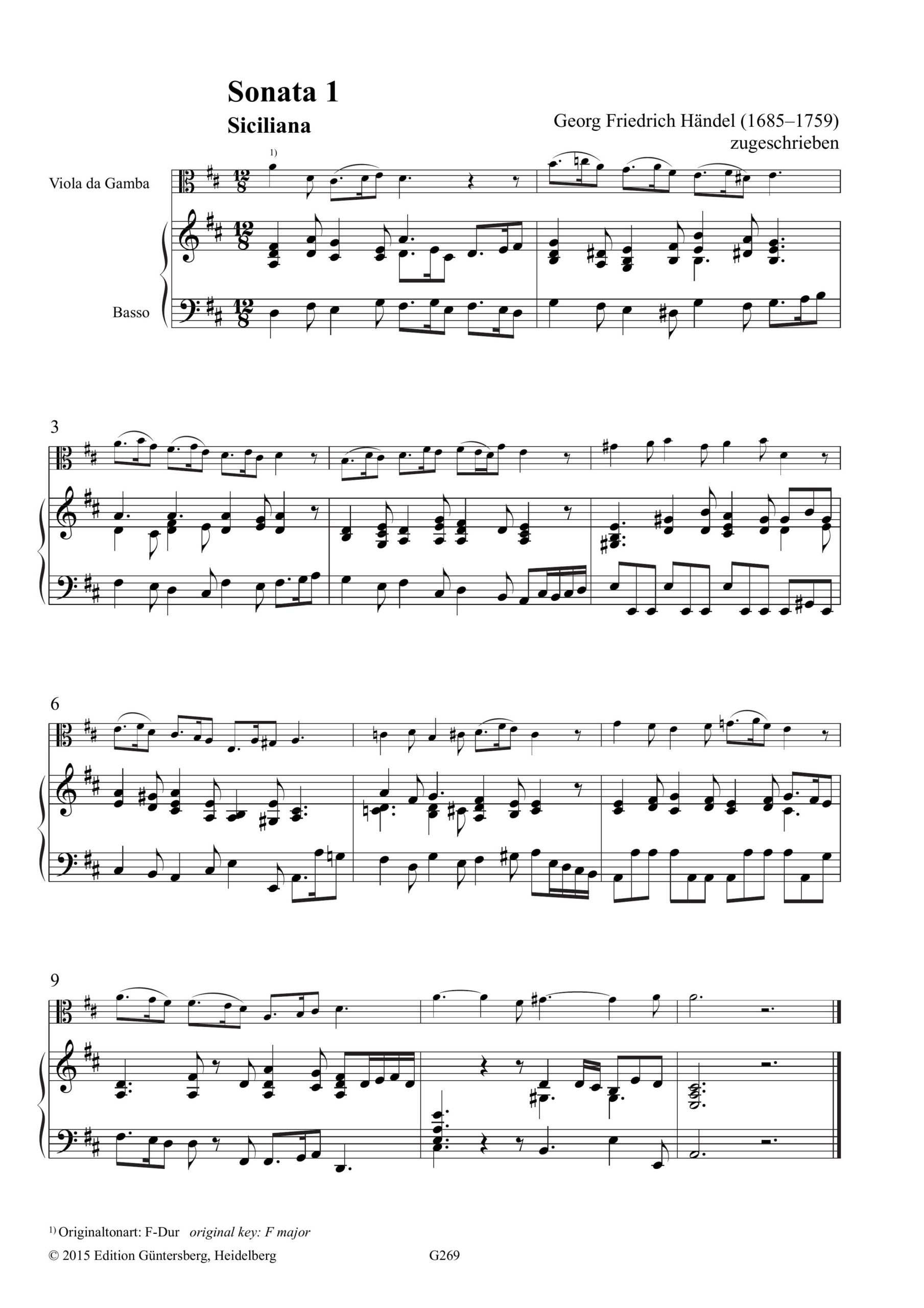 Georg Friedrich Händel, zugeschrieben (1685-1759) Zwölf Kasseler Sonaten für Viola da Gamba
und Basso continuo - Manuskript 2° Ms. Mus. 35 der Universitätsbibliothek Kassel – Bild 8