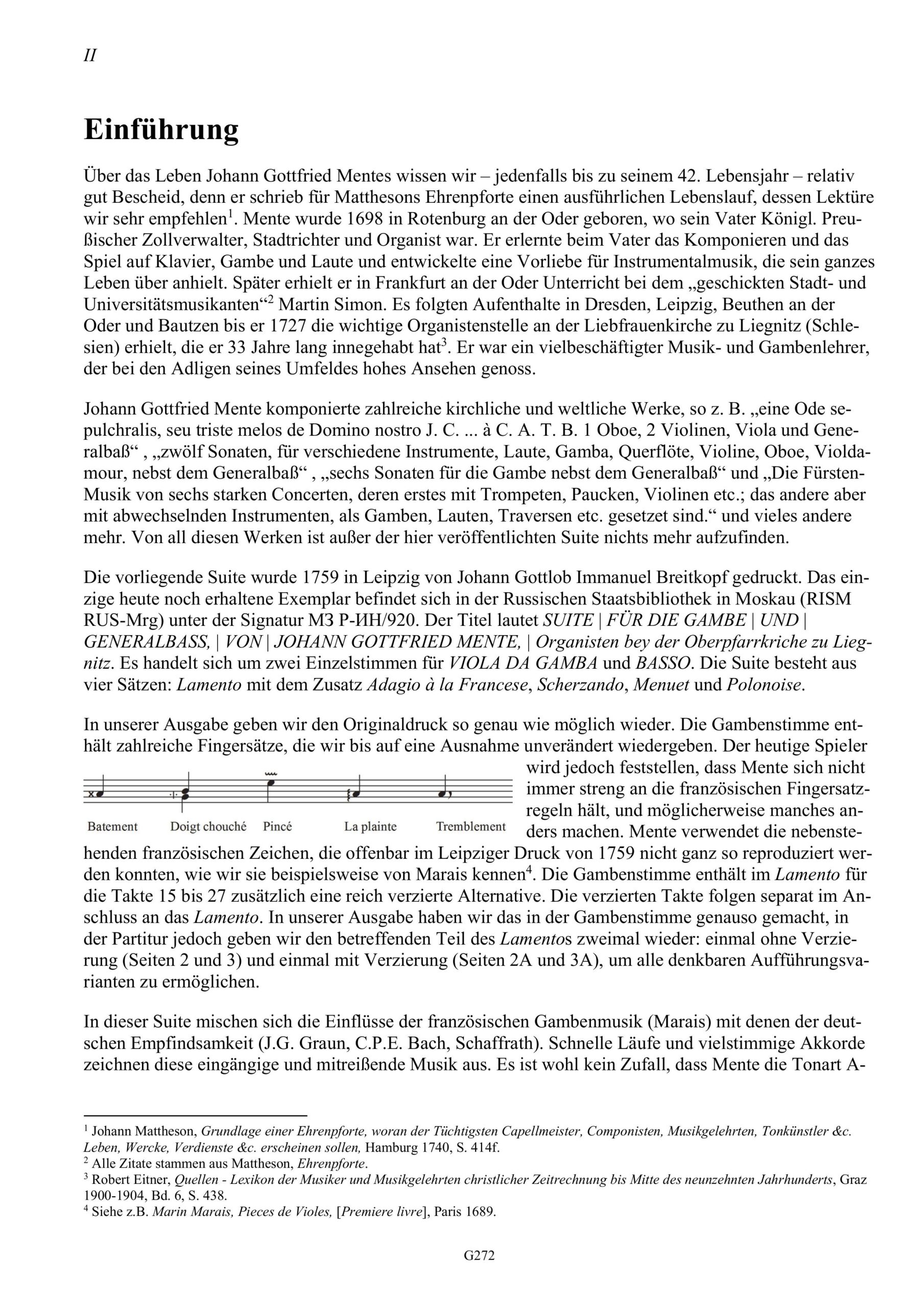 Johann Gottfried Mente (1698-ca.
1760) Suite für die Gambe und Generalbass - Leipzig 1759 – Bild 2