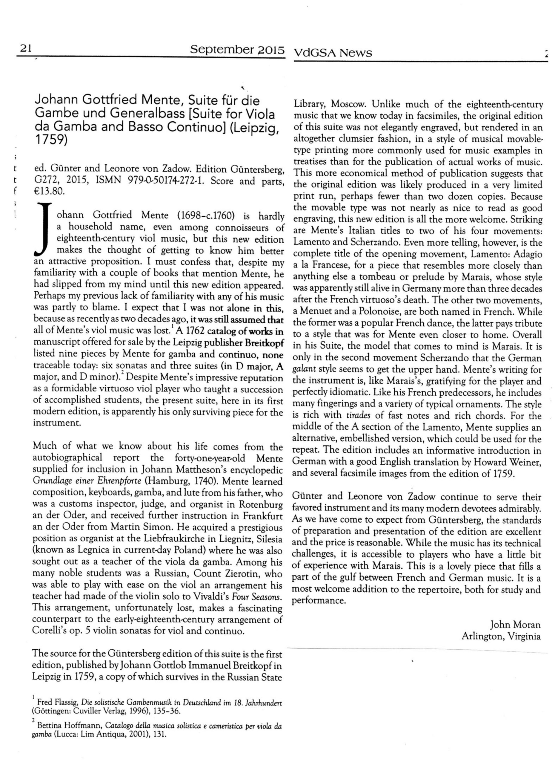 Johann Gottfried Mente (1698-ca.
1760) Suite für die Gambe und Generalbass - Leipzig 1759 – Bild 5