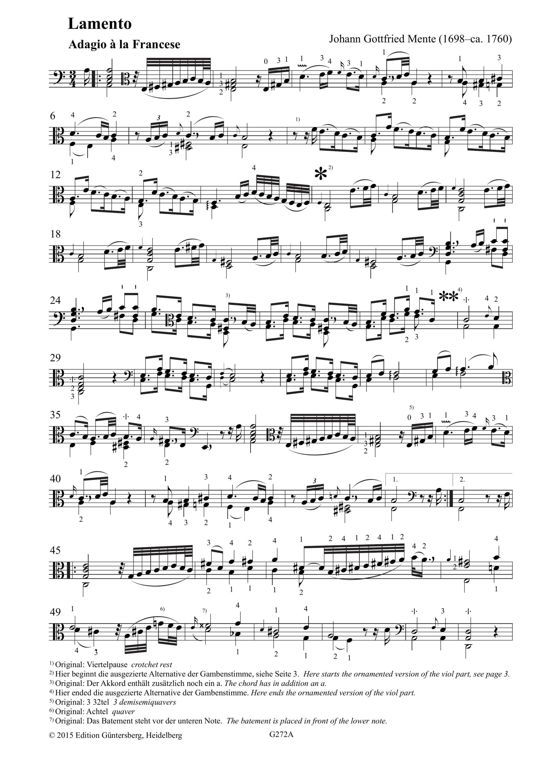 Johann Gottfried Mente (1698-ca.
1760) Suite für die Gambe und Generalbass - Leipzig 1759 – Bild 8