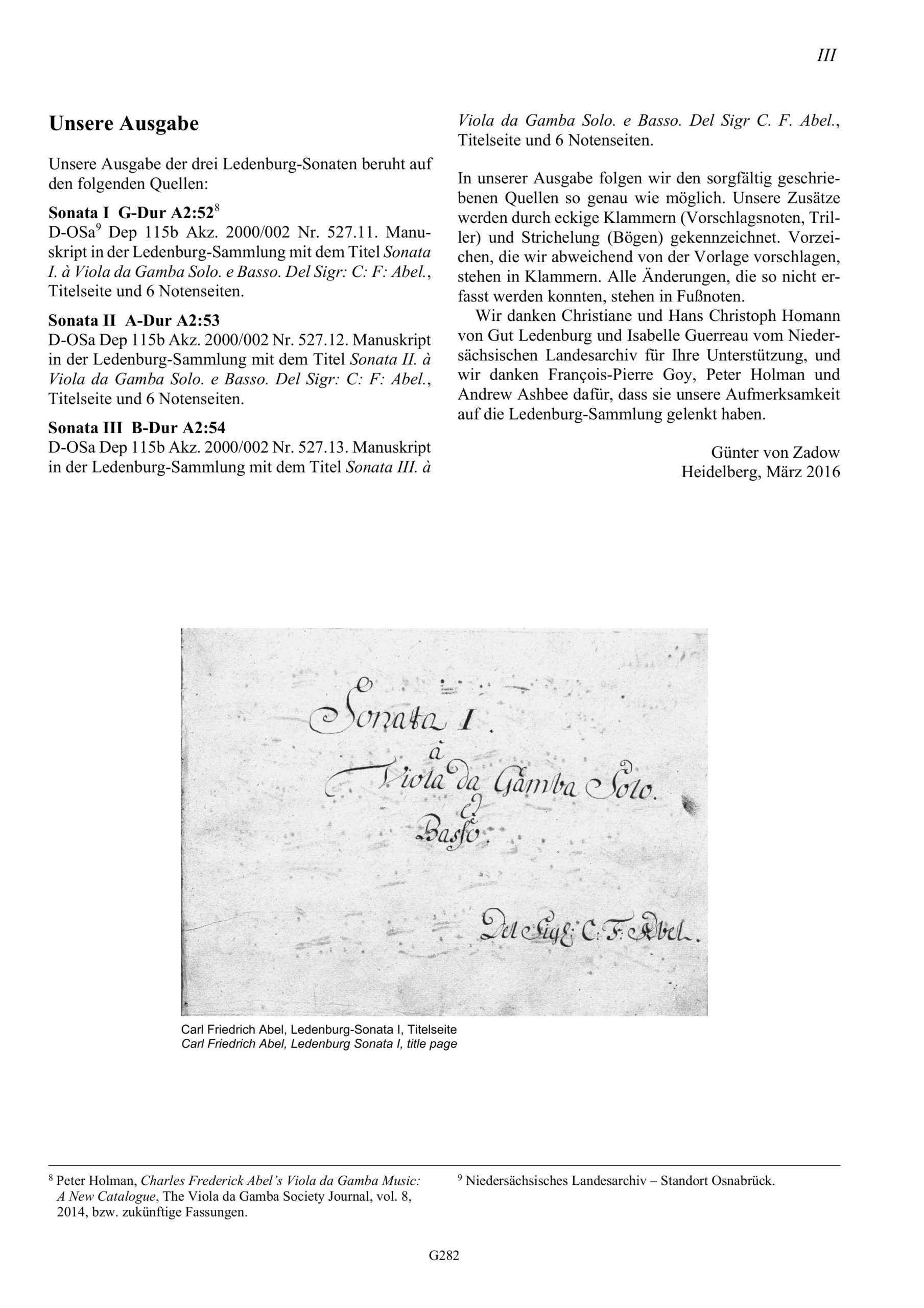 Carl Friedrich Abel (1723-1787) Drei
Ledenburg-Sonaten für Viola da Gamba und Basso - Besprechungen / Reviews – Bild 3
