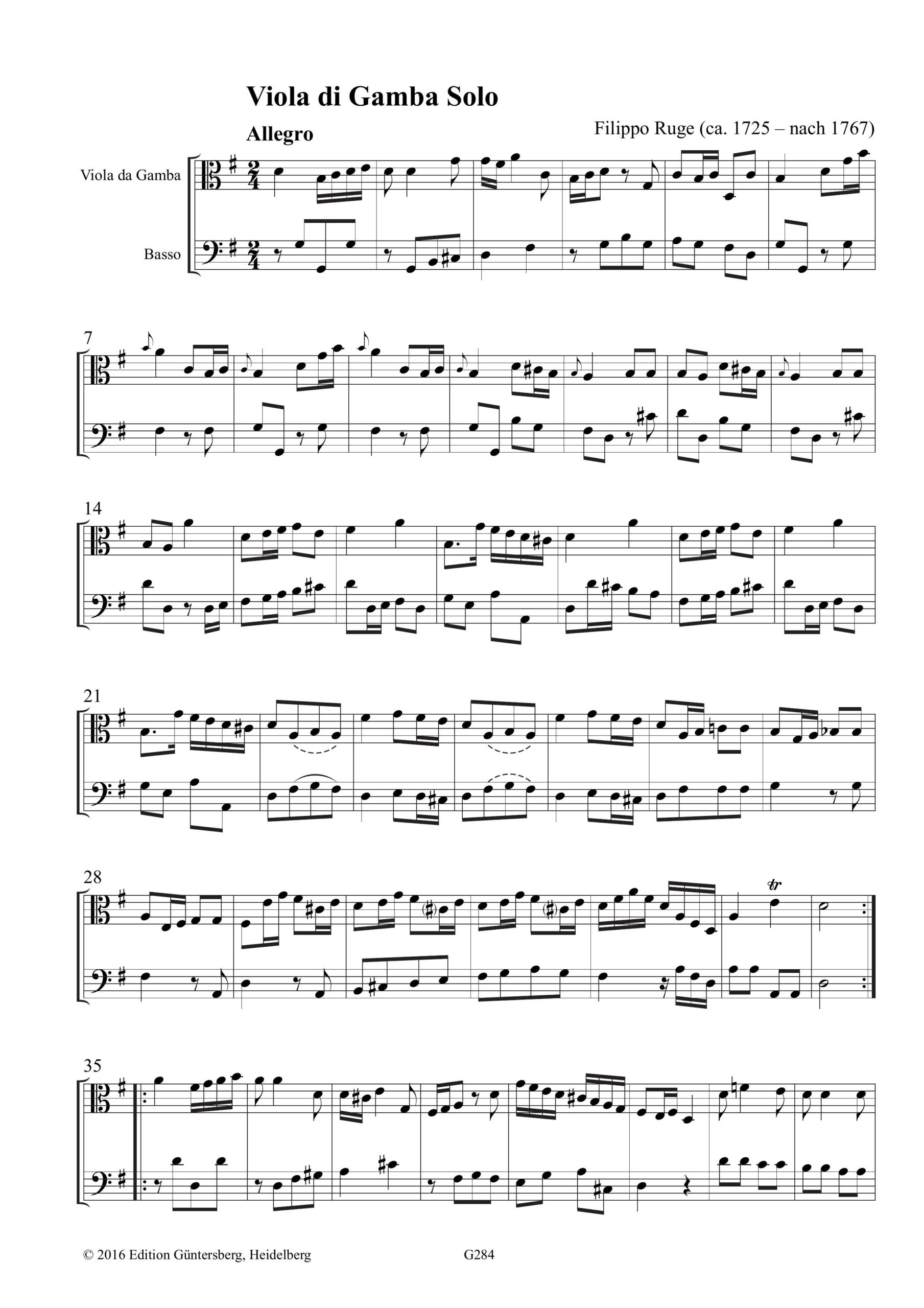 Filippo Ruge (ca. 1725 - nach 1769) und
Anonym (um 1750) Zwei Sonaten für Viola
da Gamba und Basso - Besprechungen / Reviews - Image 4