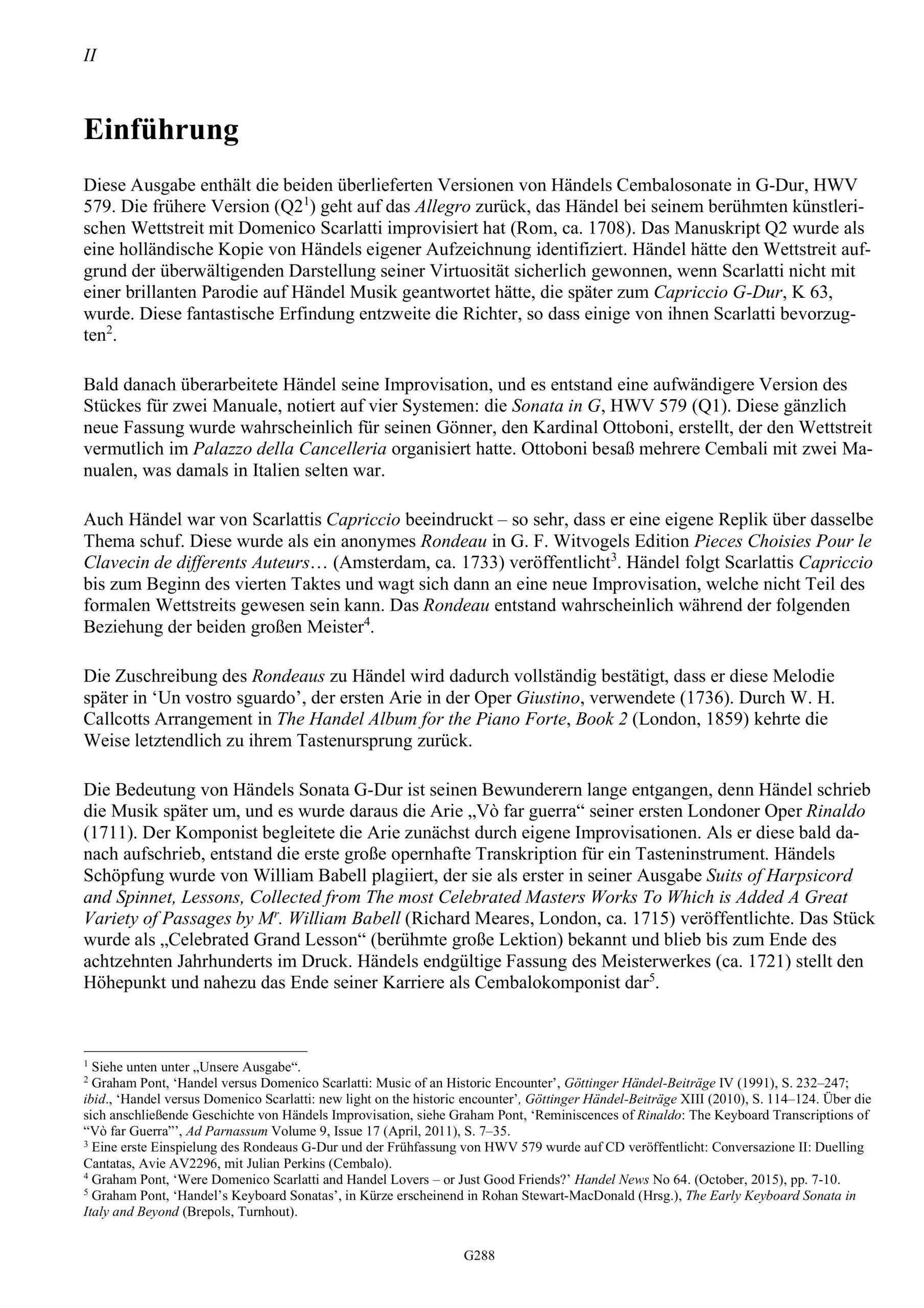 Georg Friedrich Händel (1685-1759) Sonata G-Dur für zweimanualiges Cembalo HWV 579 - Einschließlich einer Frühfassung für einmanualiges Cembalo – Bild 2