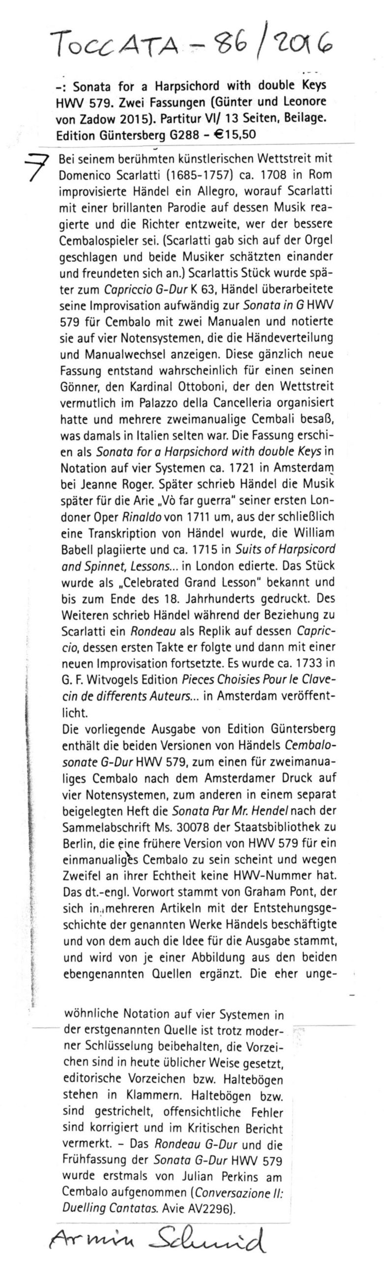 Georg Friedrich Händel (1685-1759) Sonata G-Dur für zweimanualiges Cembalo HWV 579 - Einschließlich einer Frühfassung für einmanualiges Cembalo – Bild 4