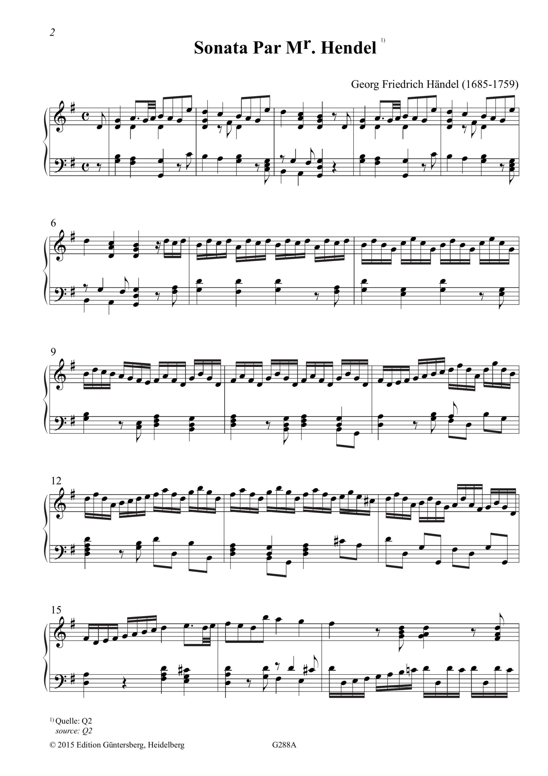 Georg Friedrich Händel (1685-1759) Sonata G-Dur für zweimanualiges Cembalo HWV 579 - Einschließlich einer Frühfassung für einmanualiges Cembalo – Bild 7