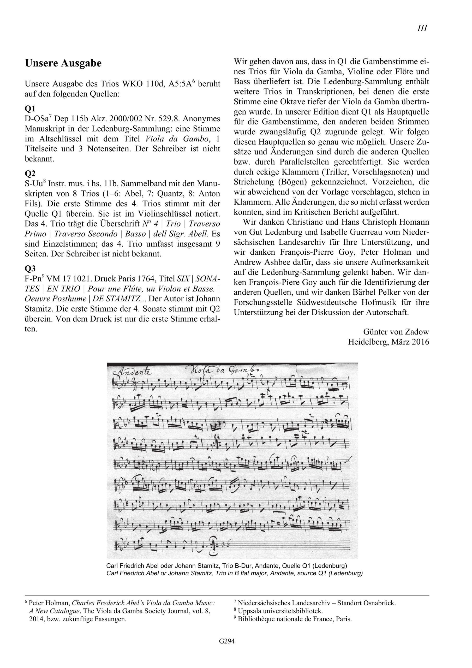 Carl Friedrich Abel (1723-1787) oder Johann Stamitz (1717-1757) Trio B-Dur für Viola da Gamba, Violino/Flauto traverso und Basso - Besprechungen / Reviews – Bild 3