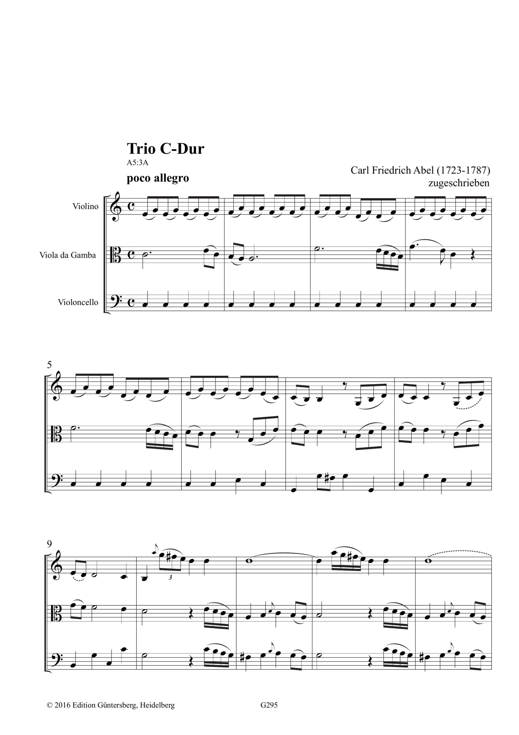 Carl Friedrich Abel (1723-1787) zugeschrieben Zwei Trios für Violino, Viola da Gamba und Violoncello/Basso - Besprechungen / Reviews – Bild 4