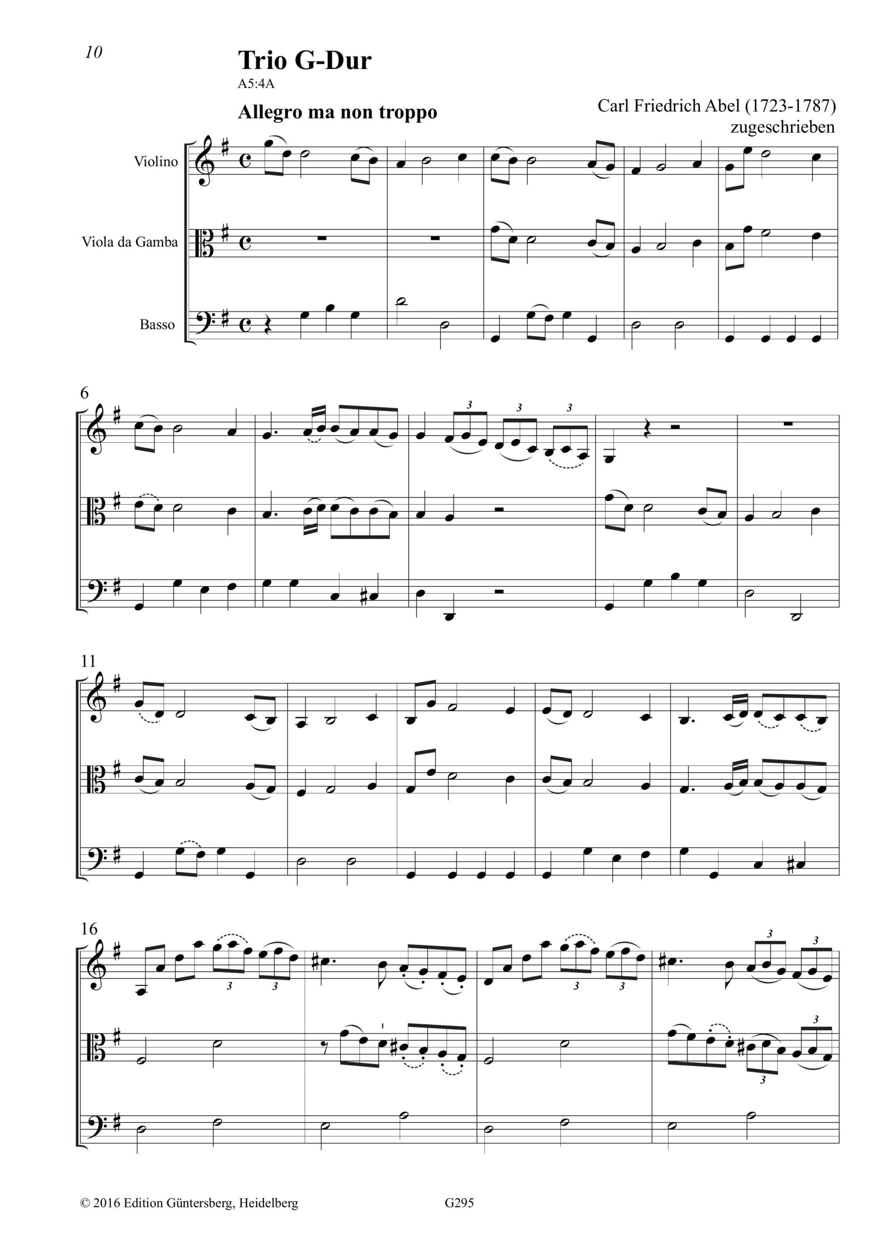 Carl Friedrich Abel (1723-1787) zugeschrieben Zwei Trios für Violino, Viola da Gamba und Violoncello/Basso - Besprechungen / Reviews – Bild 5