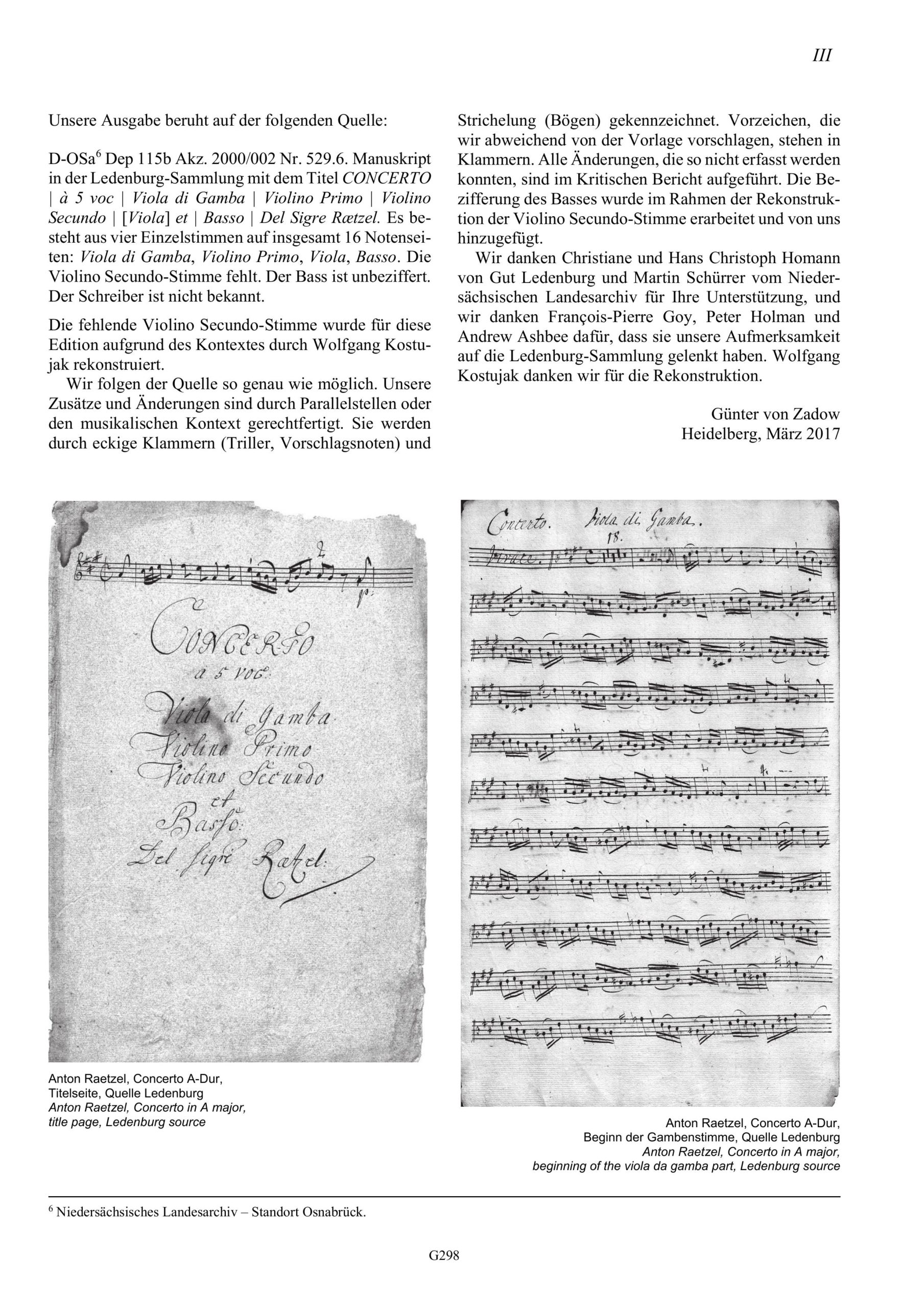 Anton Raetzel (~1724 – nach 1760) Concerto A-Dur für Viola da Gamba, zwei Violinen, Viola und Basso - Besprechungen / Reviews – Bild 3