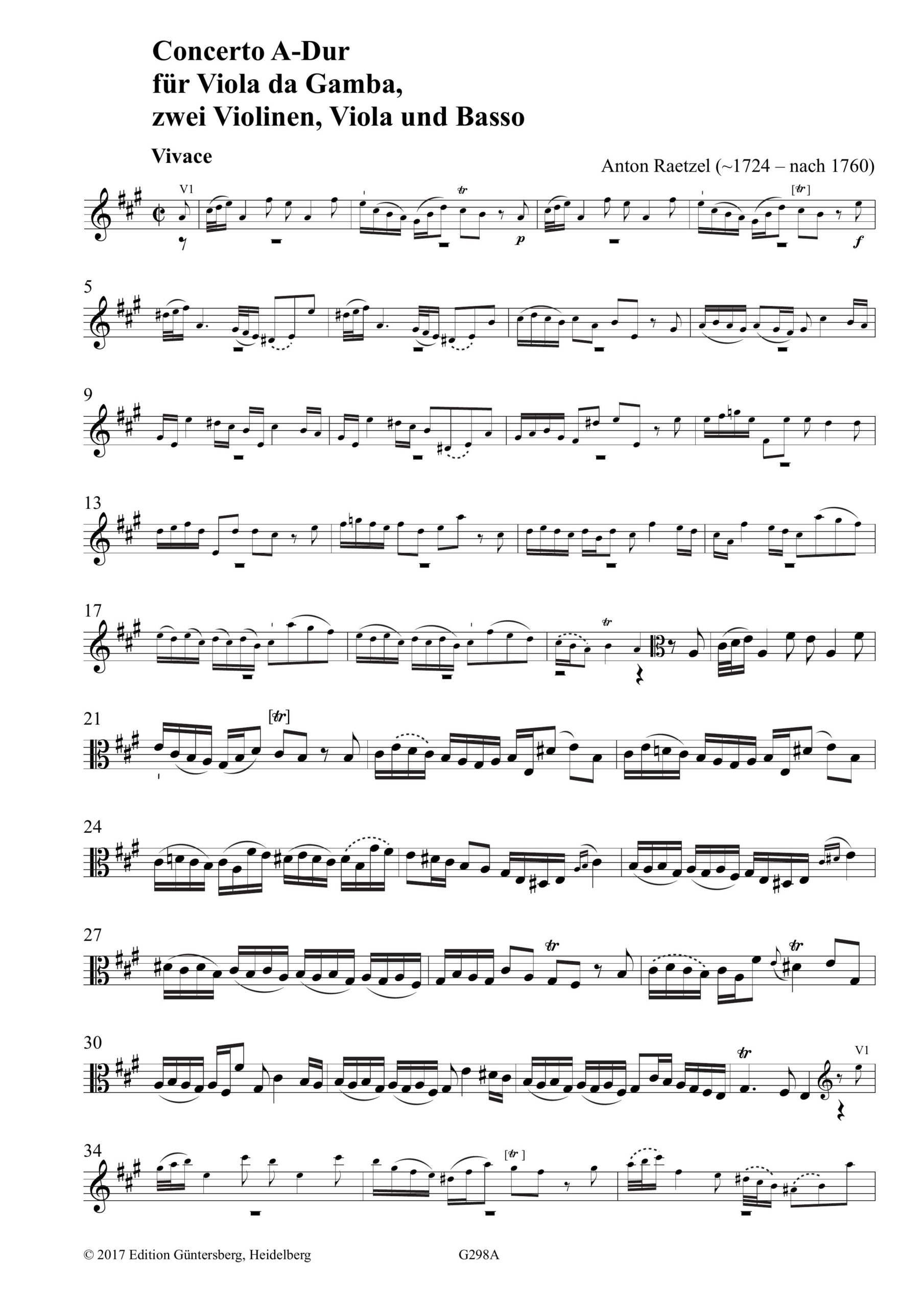 Anton Raetzel (~1724 – nach 1760) Concerto A-Dur für Viola da Gamba, zwei Violinen, Viola und Basso - Besprechungen / Reviews – Bild 7