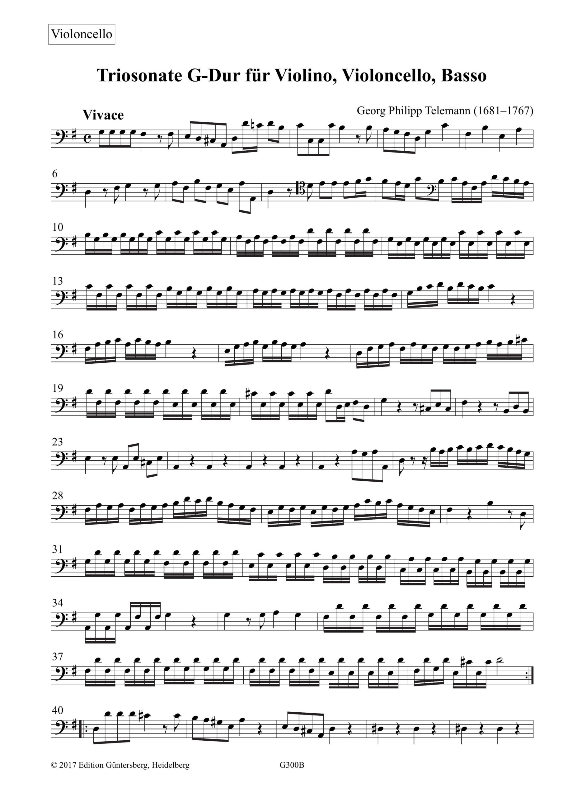 Georg Philipp Telemann (1681–1767) Triosonate G-Dur für Violino, Violoncello und Basso - TWV 42:G7 – Bild 5