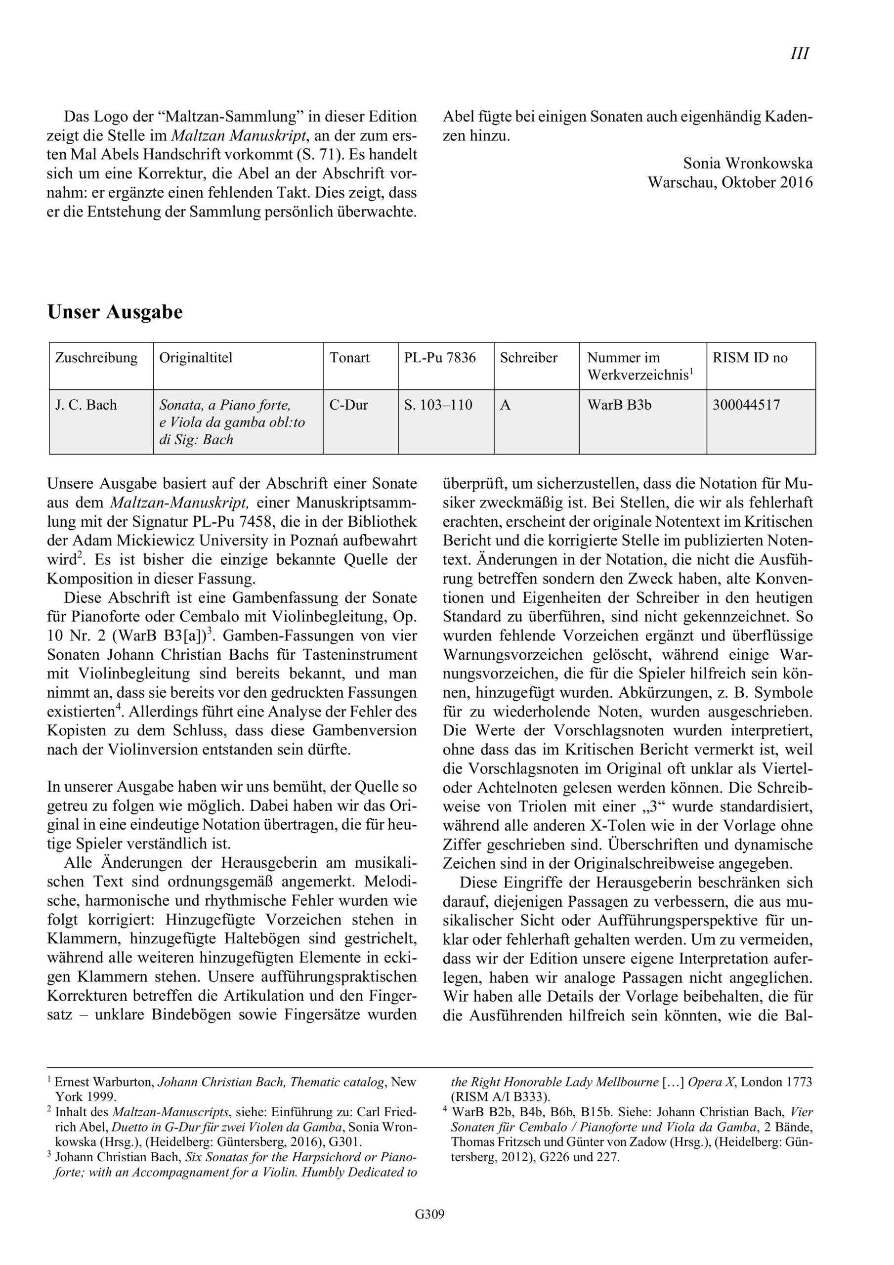 Johann Christian Bach (1735-1782) Sonata a Piano forte e Viola da gamba obligato - C-Dur, Maltzan-Sammlung Band 9 – Bild 3