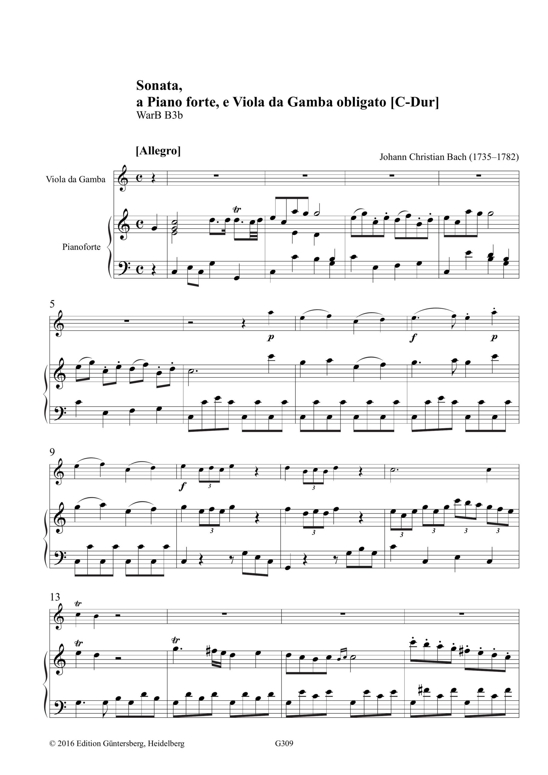 Johann Christian Bach (1735-1782) Sonata a Piano forte e Viola da gamba obligato - C-Dur, Maltzan-Sammlung Band 9 – Bild 5