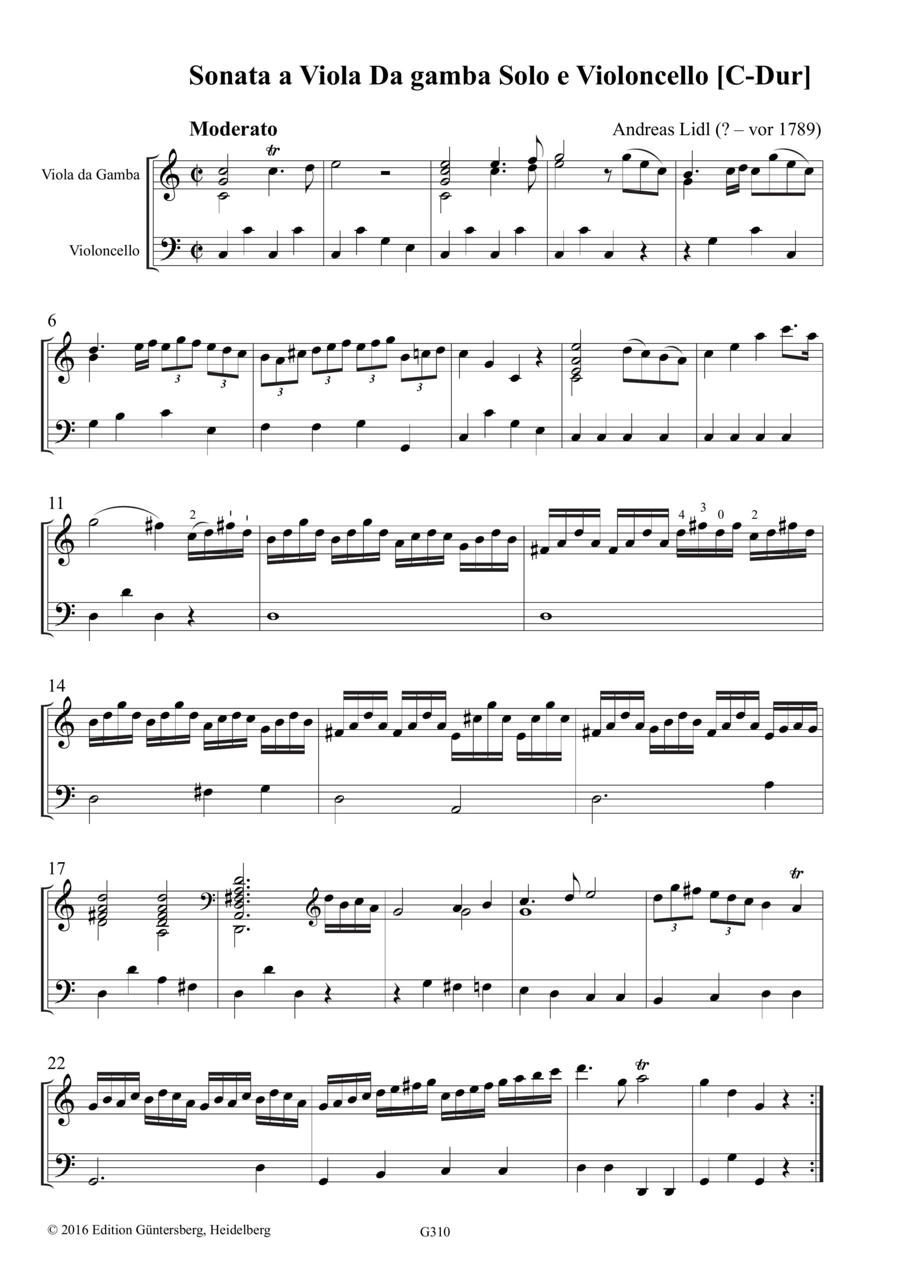 Andreas Lidl (? - vor 1789) Sonata a
Viola Da gamba Solo e Violoncello - C-Dur, Maltzan-Sammlung Band 10 – Bild 5