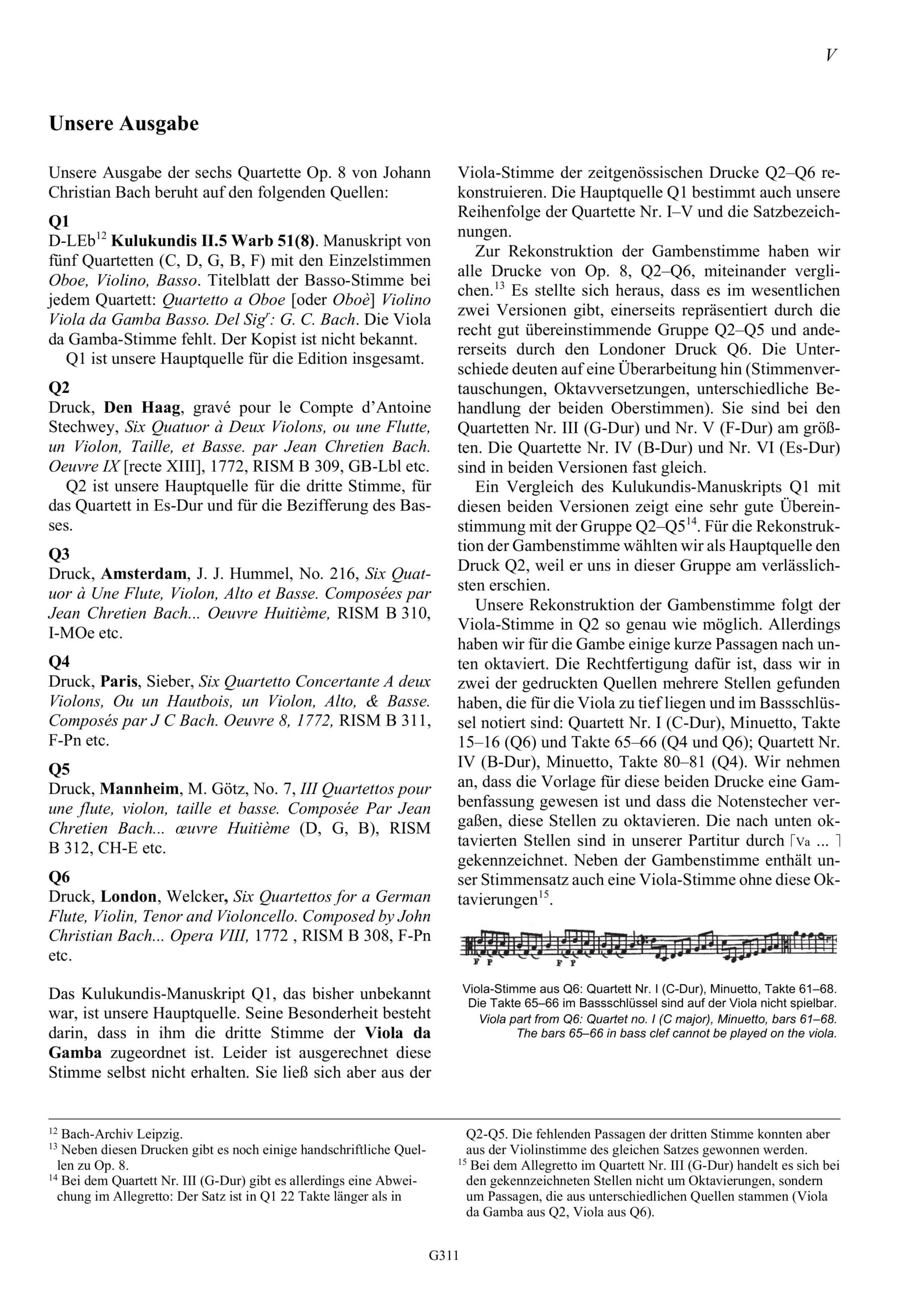 Johann Christian Bach (1735-1782) Sechs Quartette für Carl Friedrich Abel Op. 8 - für Oboe (Flöte, Violine), Violine, Viola da Gamba (Viola) und Basso – Bild 5