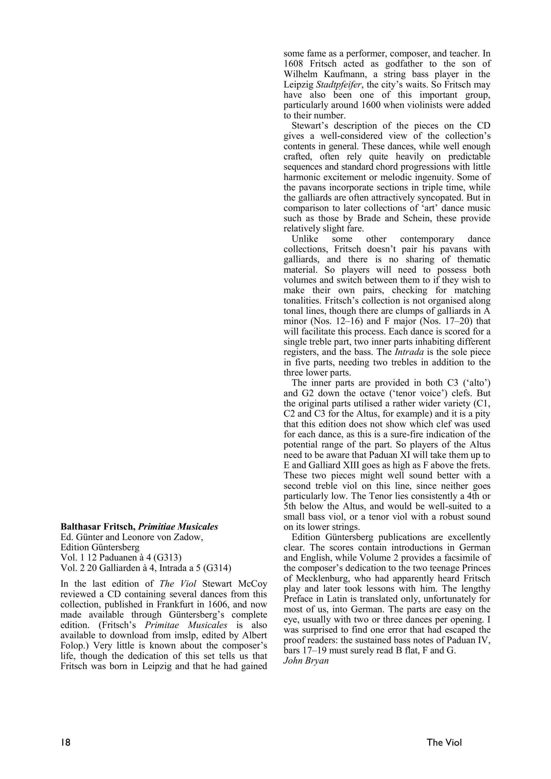 Balthasar Fritsch (~1575 – nach 1608) Primitiae Musicales - Paduanen und Galliarden für vierstimmiges Consort, Frankfurt 1606 – Bild 3