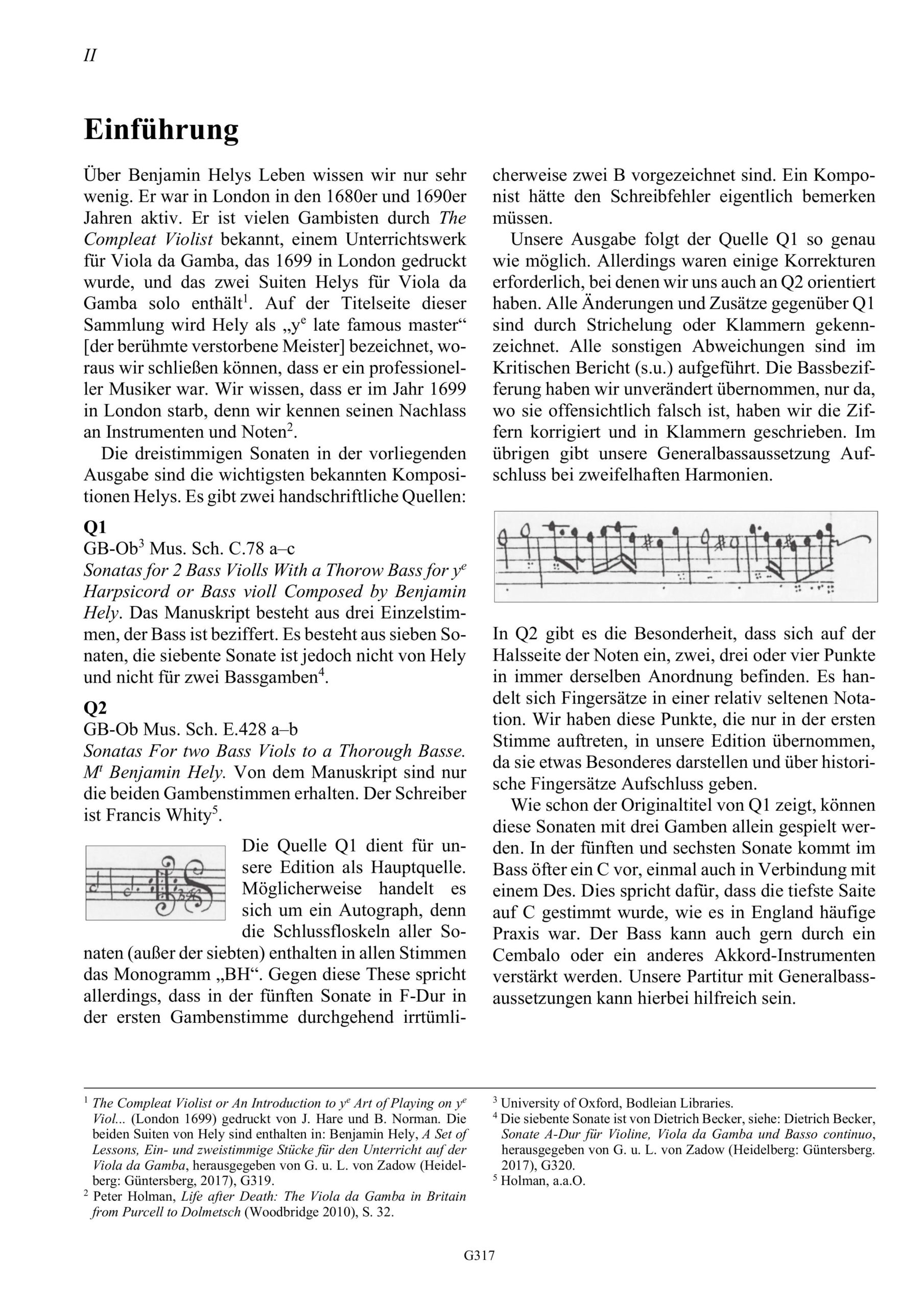 Benjamin Hely (?-1699) Sechs Sonaten für zwei Violen da Gamba und Basso continuo - oder drei Violen da Gamba – Bild 2