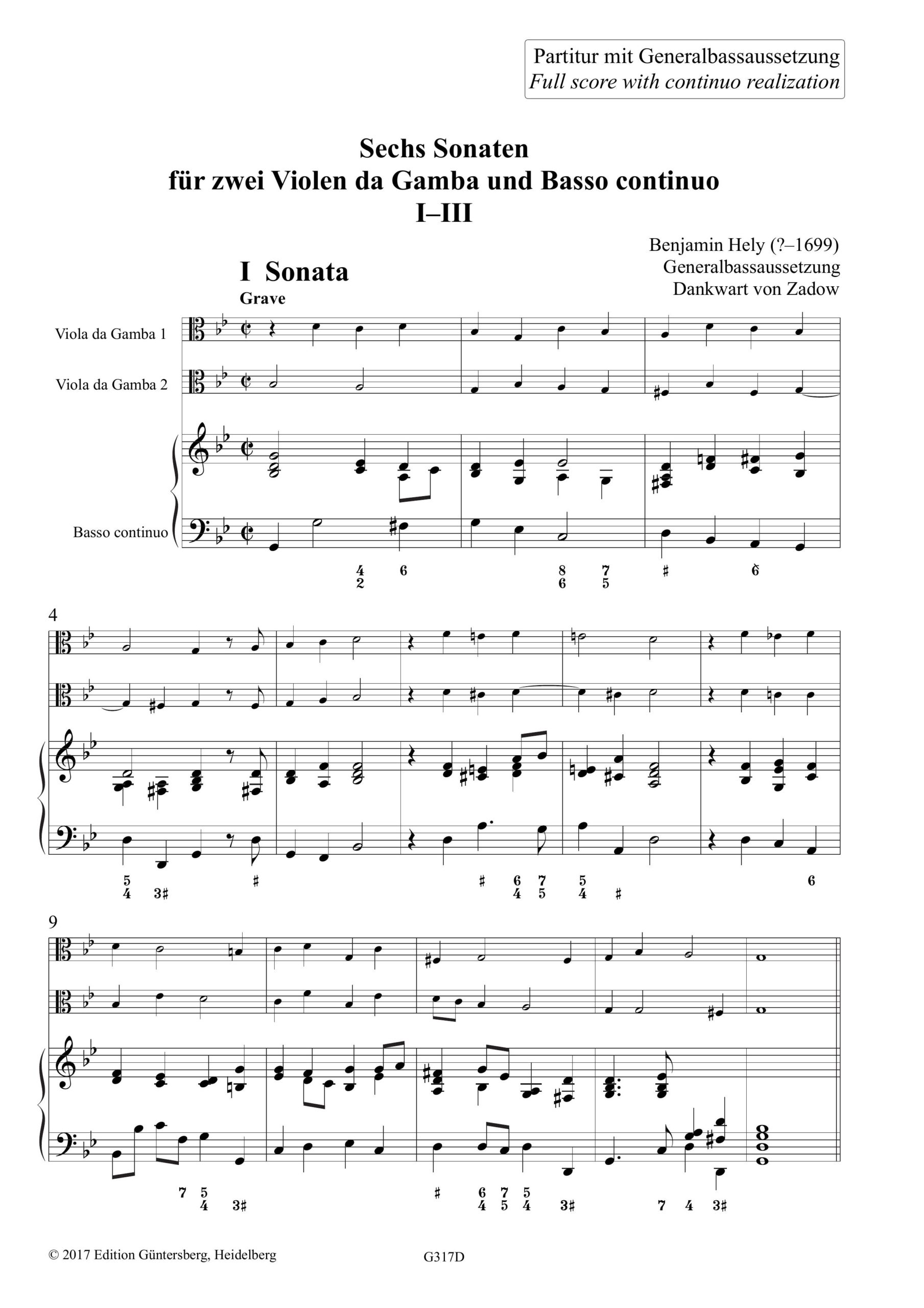 Benjamin Hely (?-1699) Sechs Sonaten für zwei Violen da Gamba und Basso continuo - oder drei Violen da Gamba – Bild 8