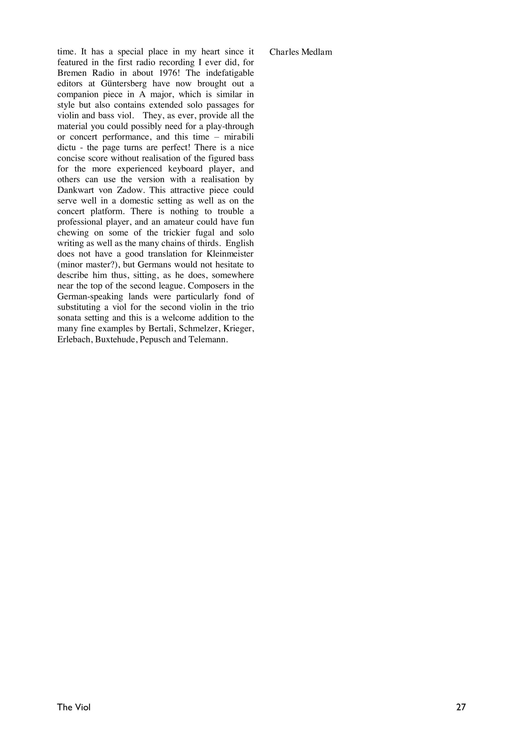 Dietrich Becker (1623–1679) Sonata A-Dur für Violine, Viola da Gamba und Basso continuo - Besprechungen / Reviews – Bild 4