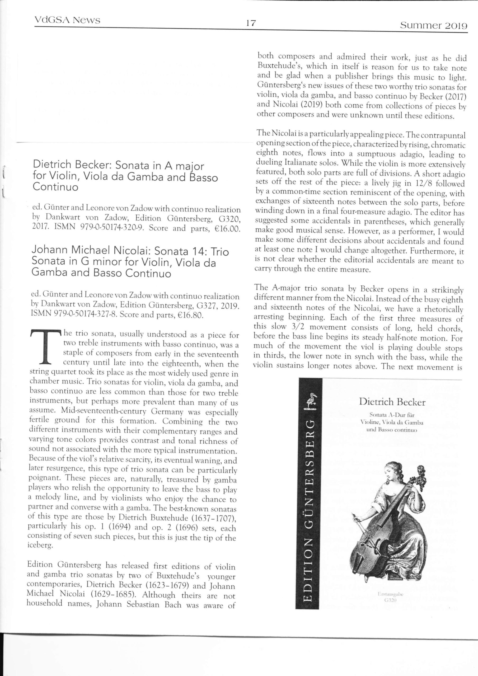 Dietrich Becker (1623–1679) Sonata A-Dur für Violine, Viola da Gamba und Basso continuo - Besprechungen / Reviews – Bild 5