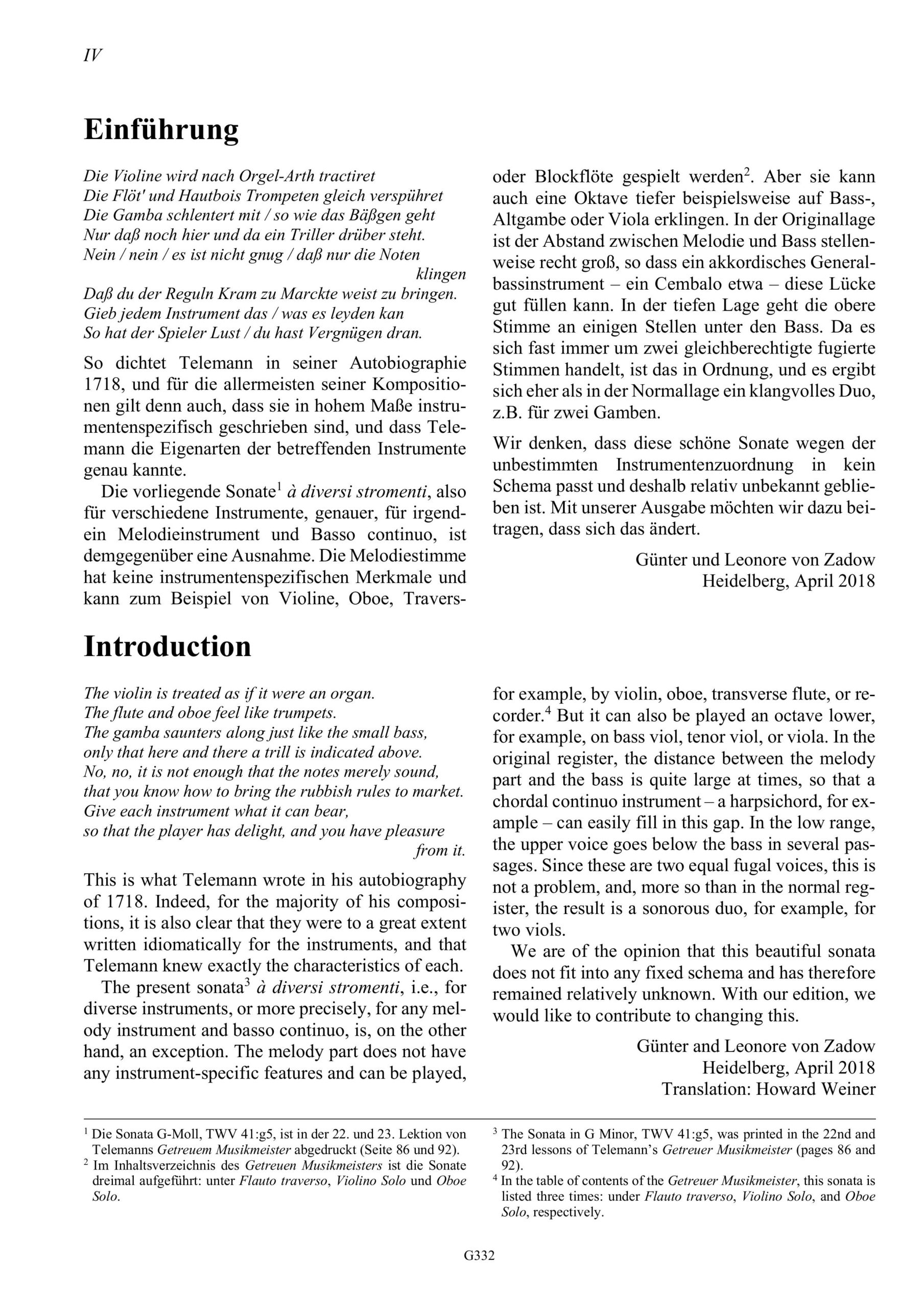 Georg Philipp Telemann (1681–1761) Sonata di chiesa, à diversi stromenti - Sonata G-Moll für ein hohes oder tiefes Melodie-Instrument und Basso continuo, TWV 41:g5 – Bild 2