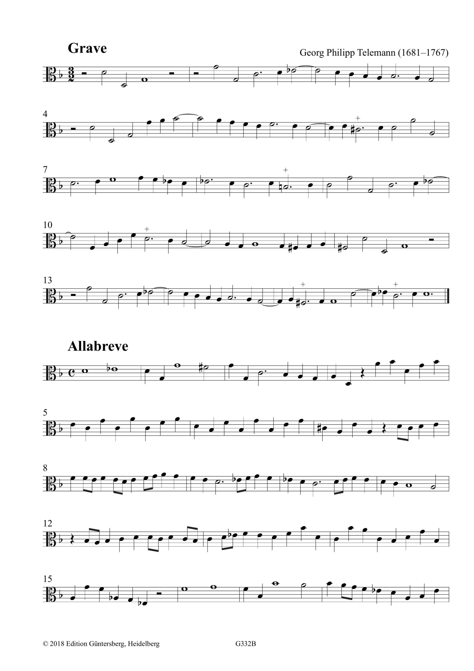 Georg Philipp Telemann (1681–1761) Sonata di chiesa, à diversi stromenti - Sonata G-Moll für ein hohes oder tiefes Melodie-Instrument und Basso continuo, TWV 41:g5 – Bild 4