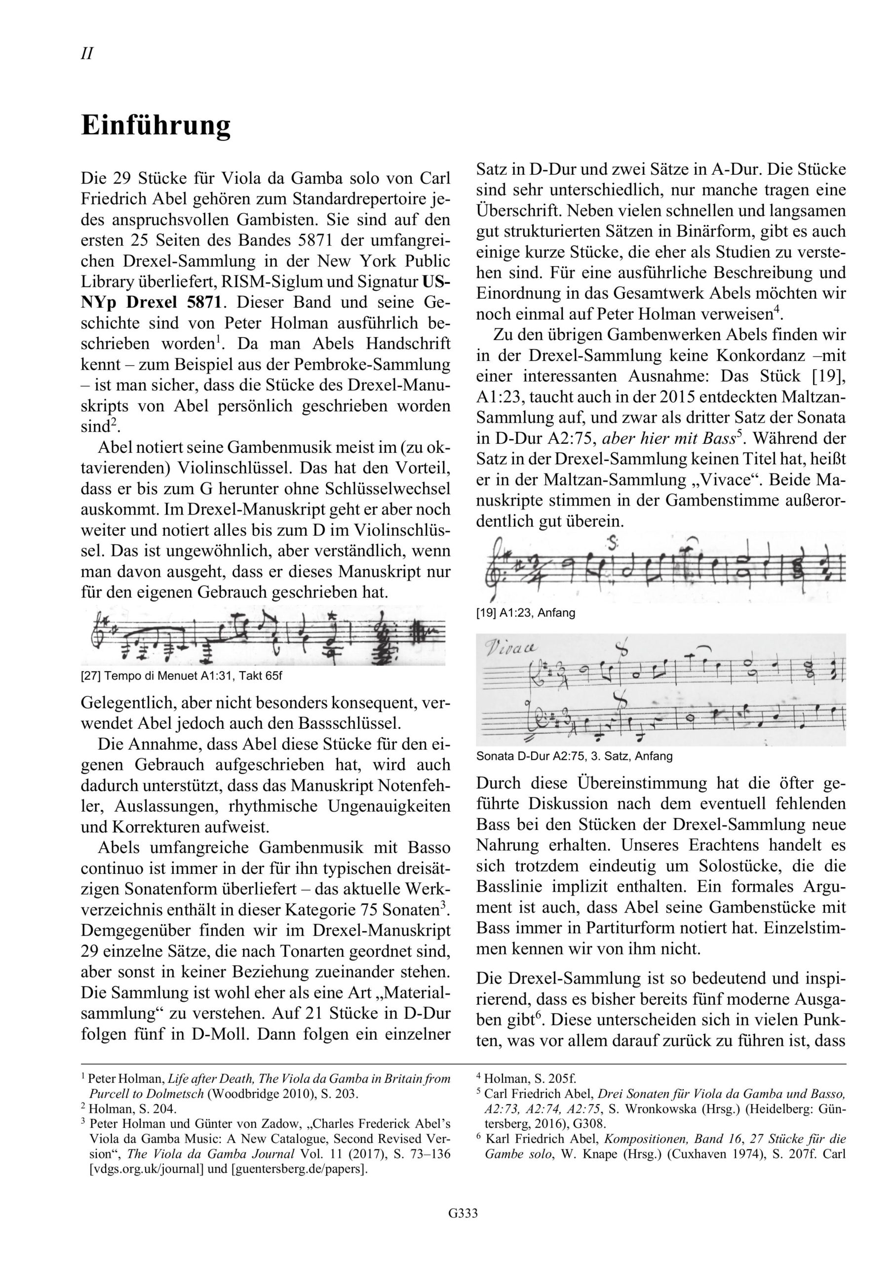 Carl Friedrich Abel (1723–1787) Das Drexel-Manuskript - 29 Stücke für Viola da Gamba solo AbelWV A5–33 – Bild 2