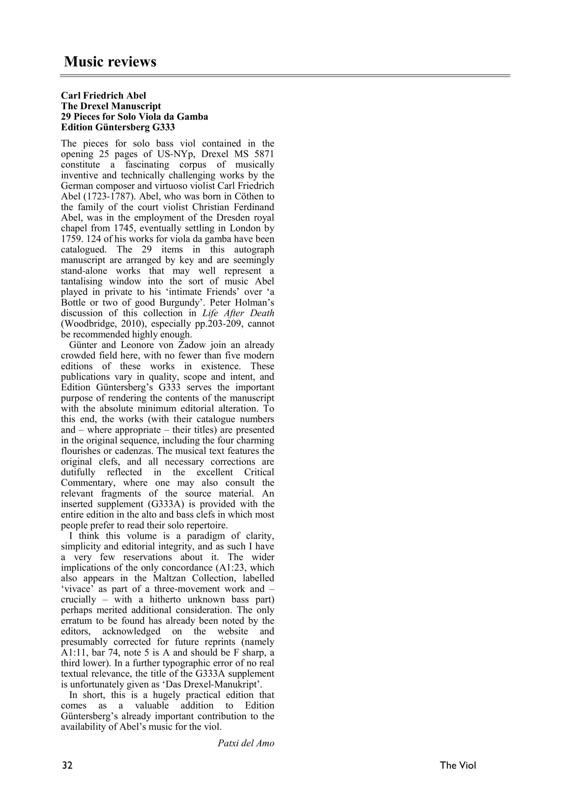 Carl Friedrich Abel (1723–1787) Das Drexel-Manuskript - 29 Stücke für Viola da Gamba solo AbelWV A5–33 – Bild 4