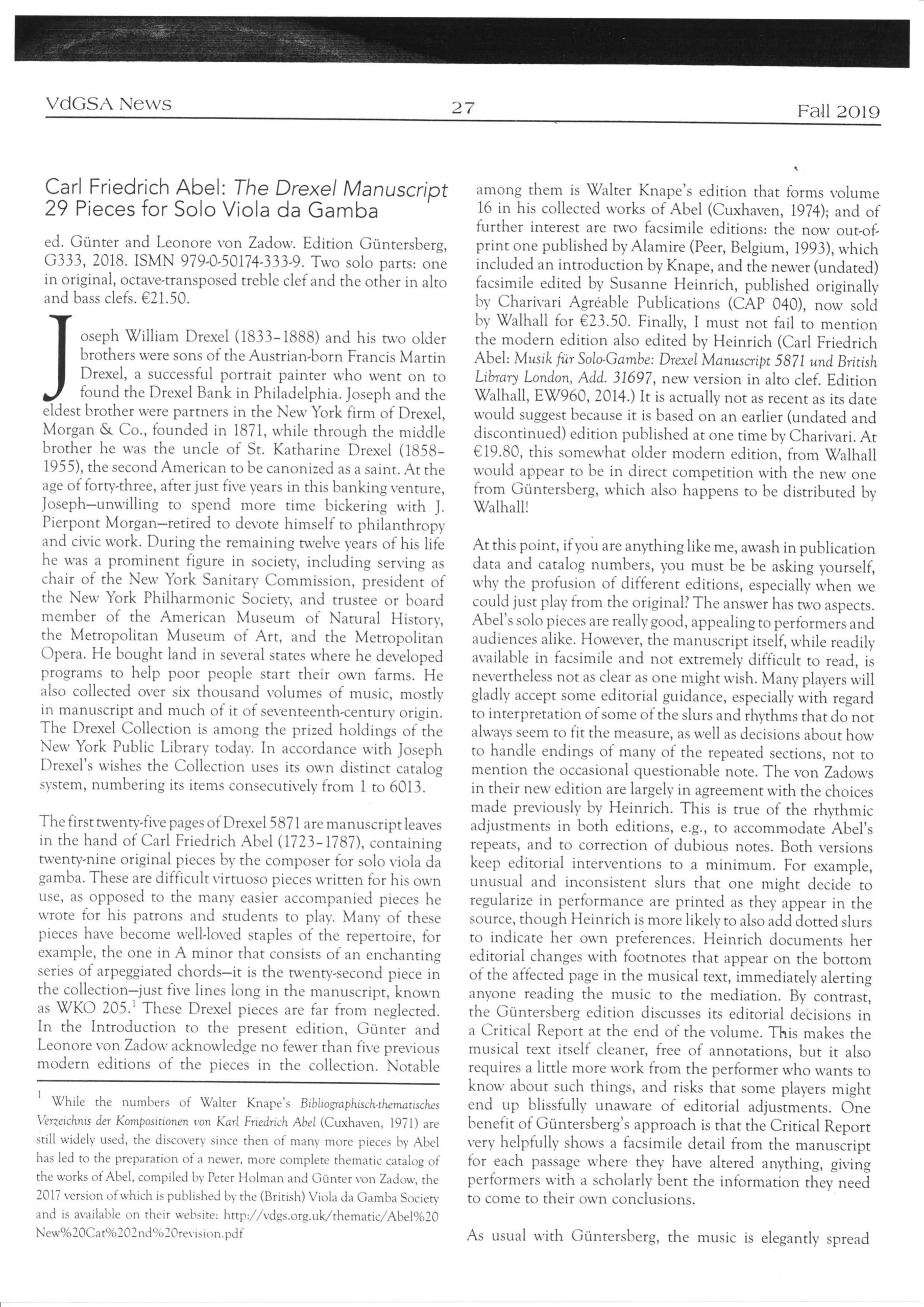 Carl Friedrich Abel (1723–1787) Das Drexel-Manuskript - 29 Stücke für Viola da Gamba solo AbelWV A5–33 – Bild 5