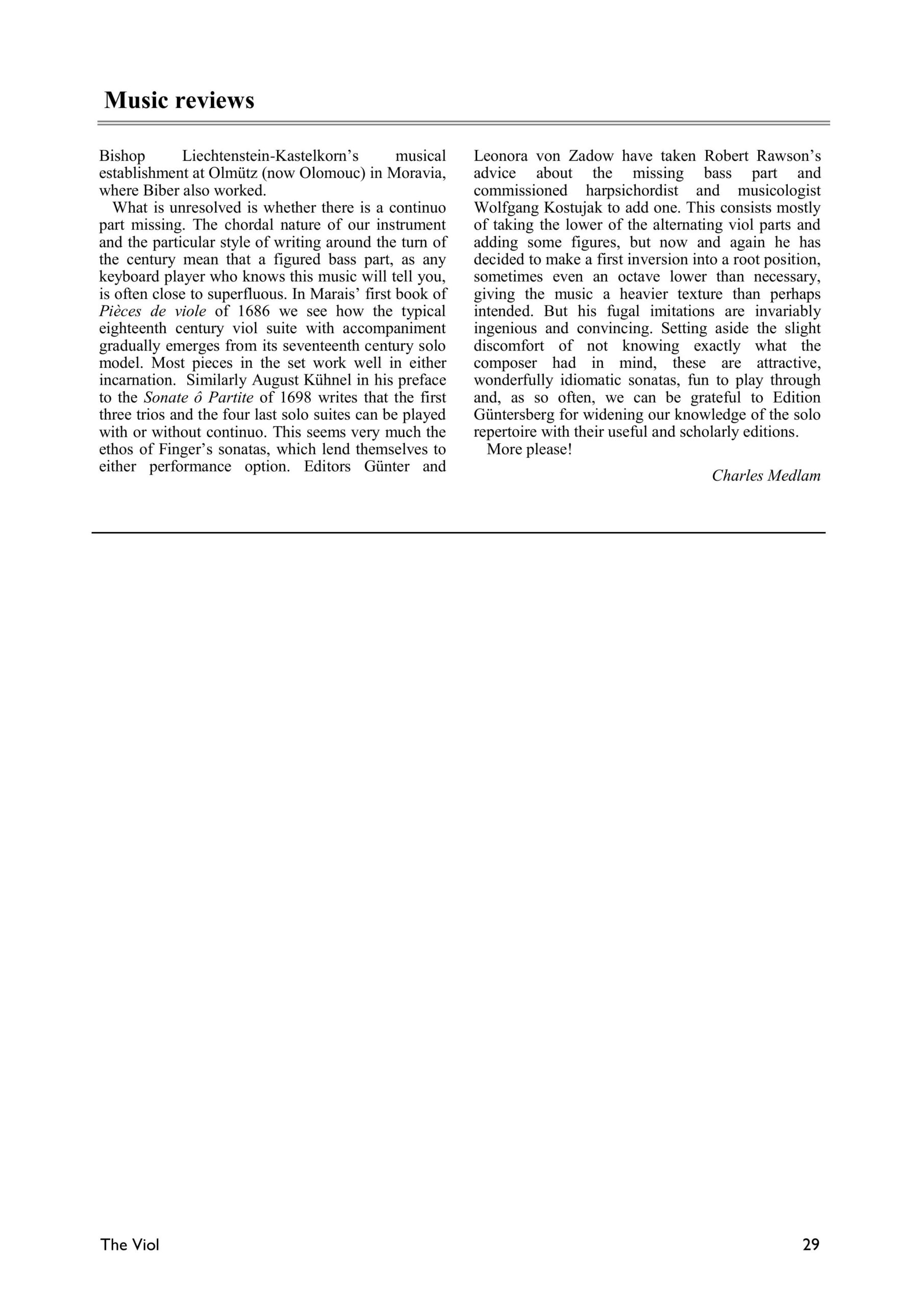 Gottfried Finger (ca. 1655-1730) Sünching-Manuskript - Sonaten für zwei Violen da Gamba und Basso continuo – Bild 6