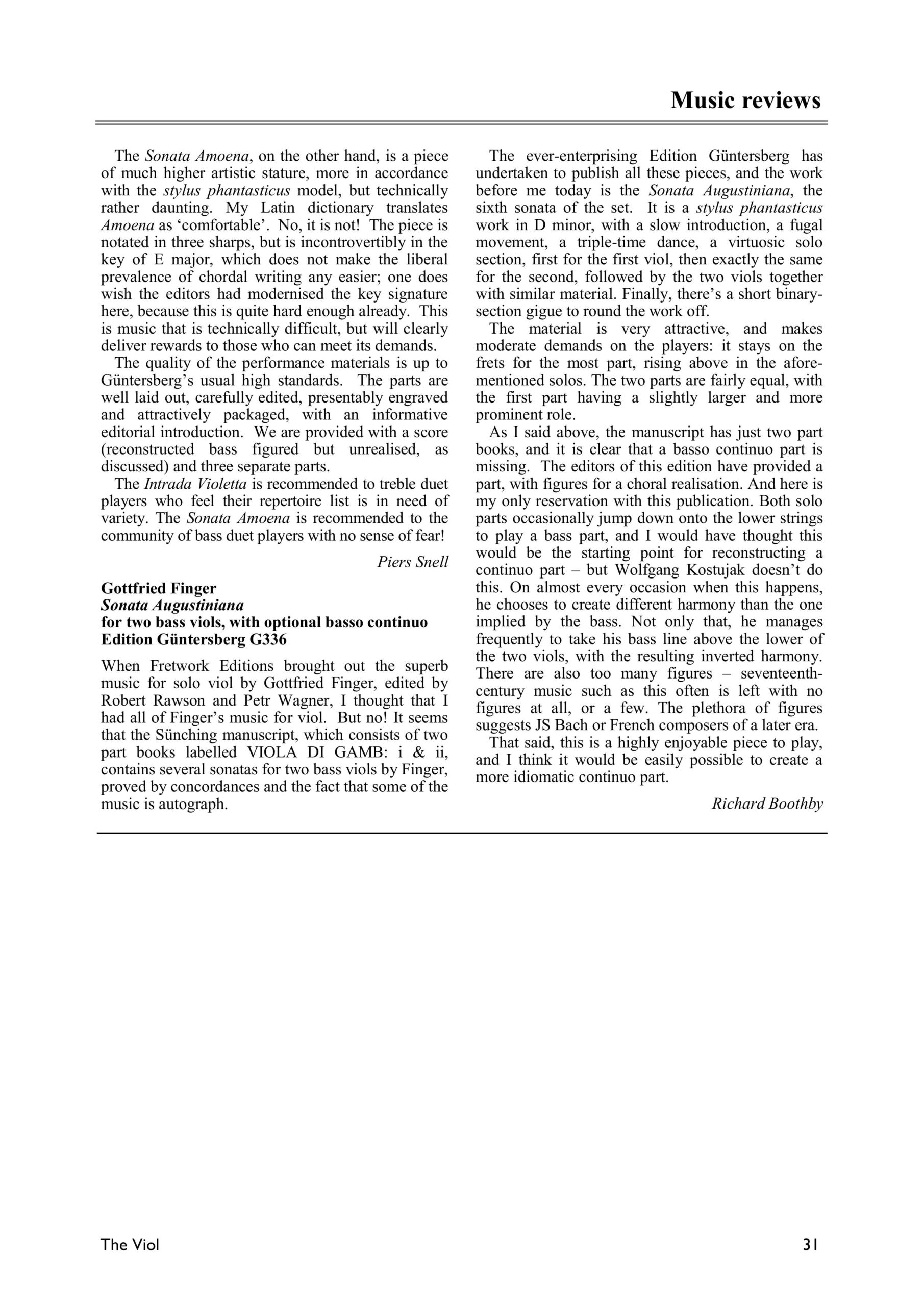 Gottfried Finger (ca. 1655-1730) Sünching-Manuskript - Sonaten für zwei Violen da Gamba und Basso continuo – Bild 3