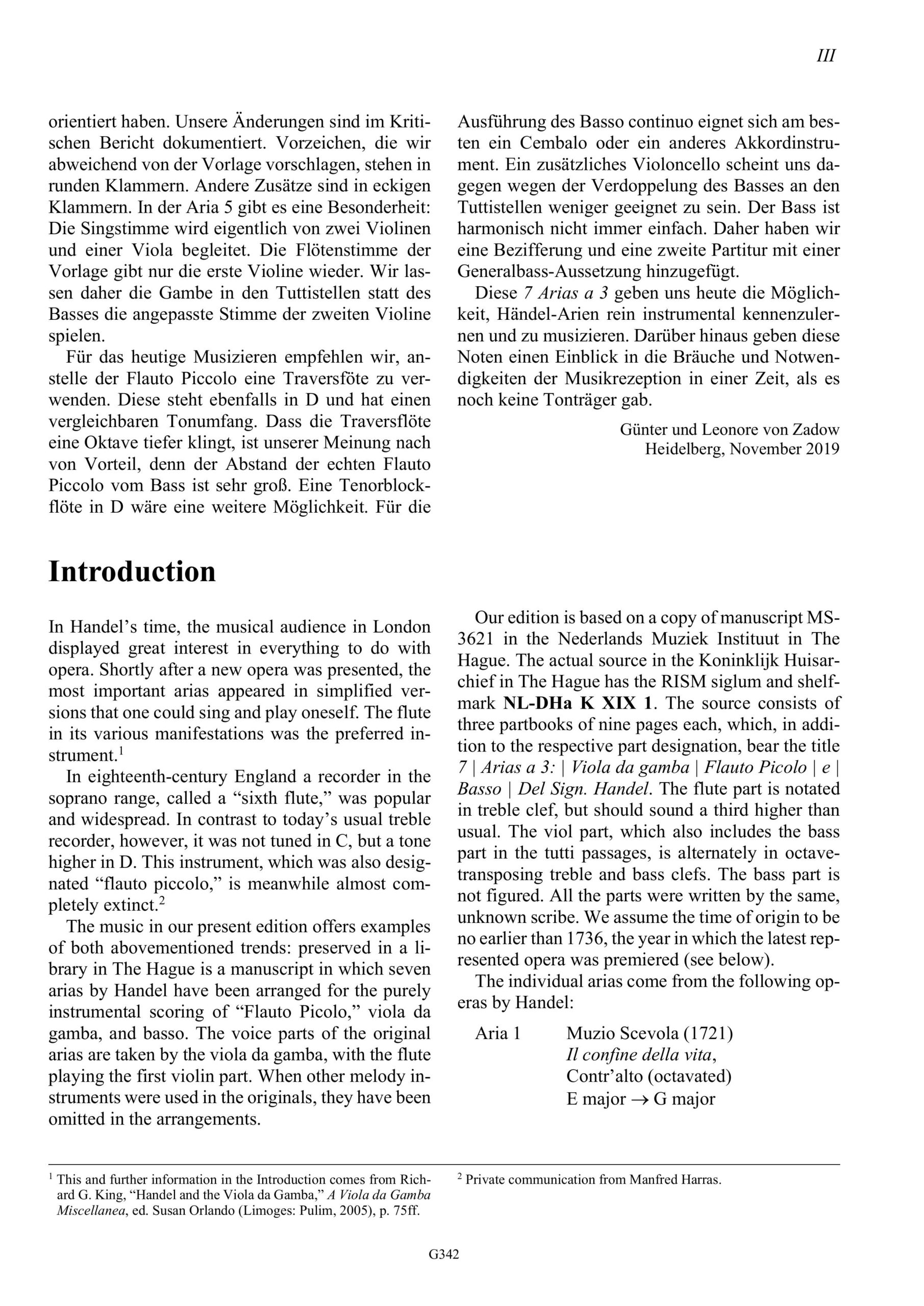 Georg Friedrich Händel (1685-1759) 7 Arias a 3 - für Flauto piccolo / Traversflöte, Viola da Gamba und Basso continuo – Bild 3