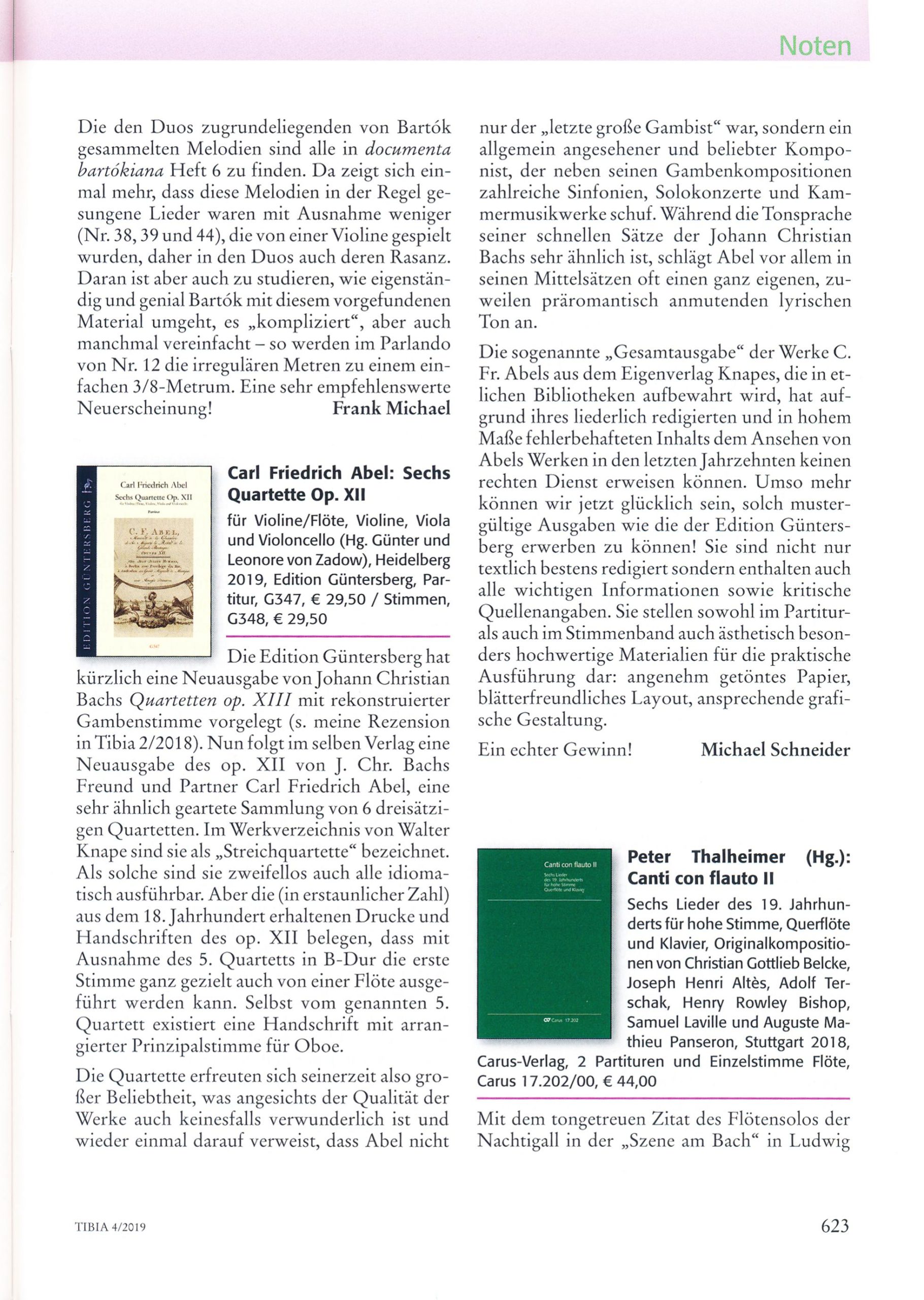 Carl Friedrich Abel (1723–1787) Sechs Quartette Op. XII - für Violine/Flöte, Violine, Viola und Violoncello (Partitur) – Bild 6