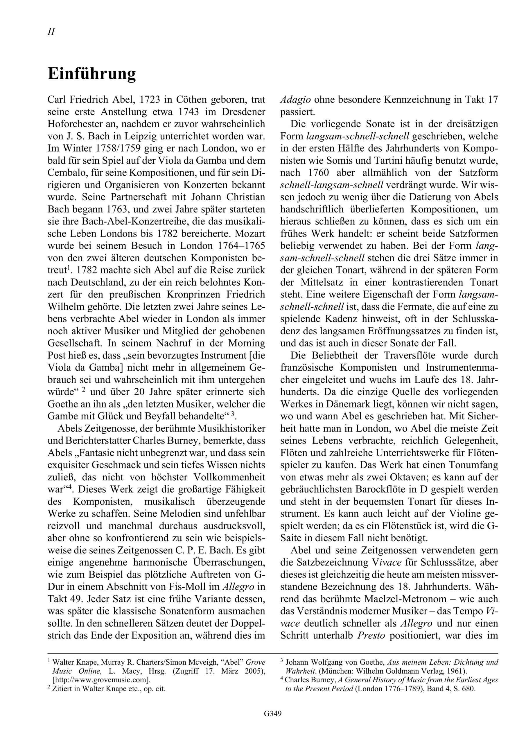 Carl Friedrich Abel (1723–1787) Sonata D-Dur für Flauto traverso und Bass - Besprechungen / Reviews – Bild 2