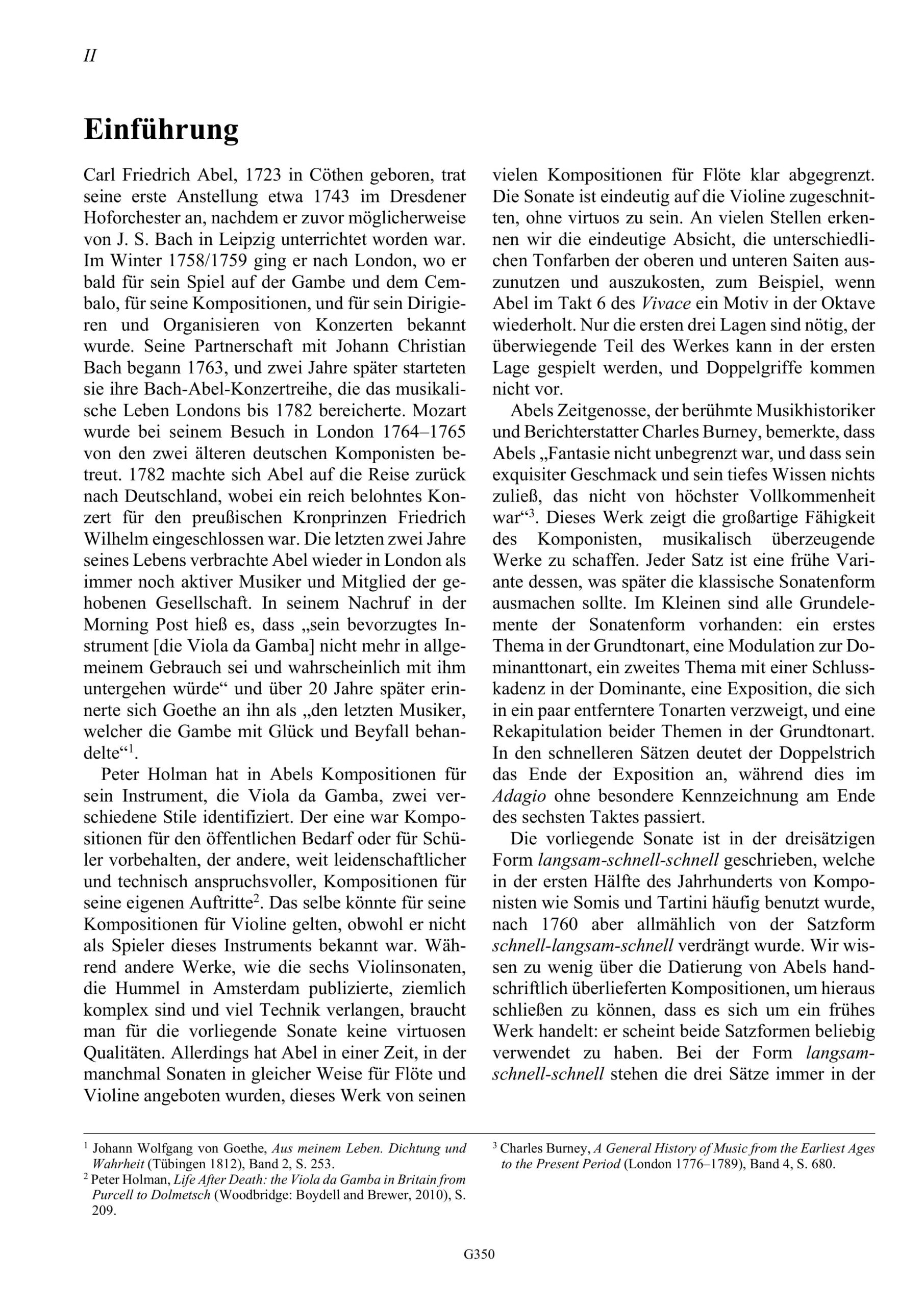 Carl Friedrich Abel (1723–1787) Suonata per il Violino Solo e Cembalo G-Dur - Besprechungen / Reviews – Bild 2